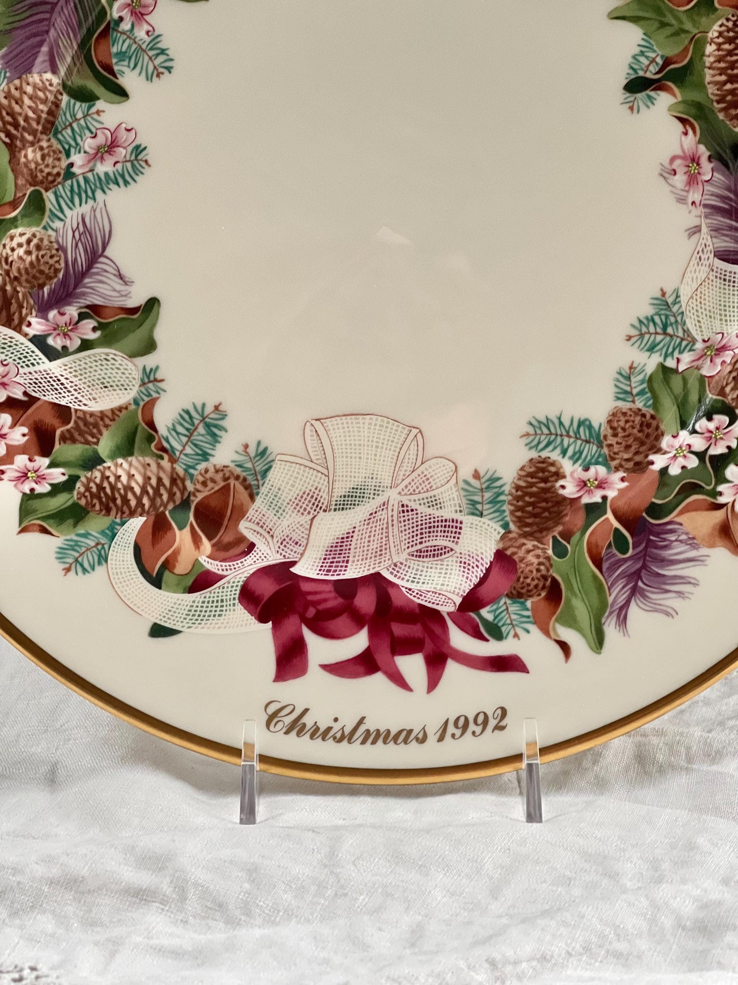 Vintage Lenox Colonial Christmas Wreath "North Carolina, The Twelfth Colony" Collector's Plate, Christmas 1992