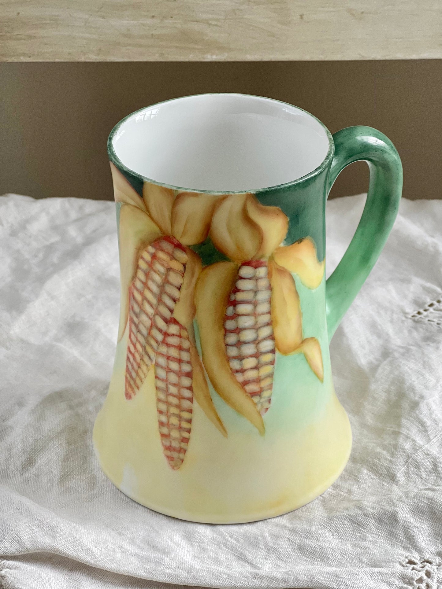 Antique Artist Signed Tankard Mug, Tressemann & Vogt Hand Painted French Porcelain Mug with Ears of Corn, Agricultural Motif