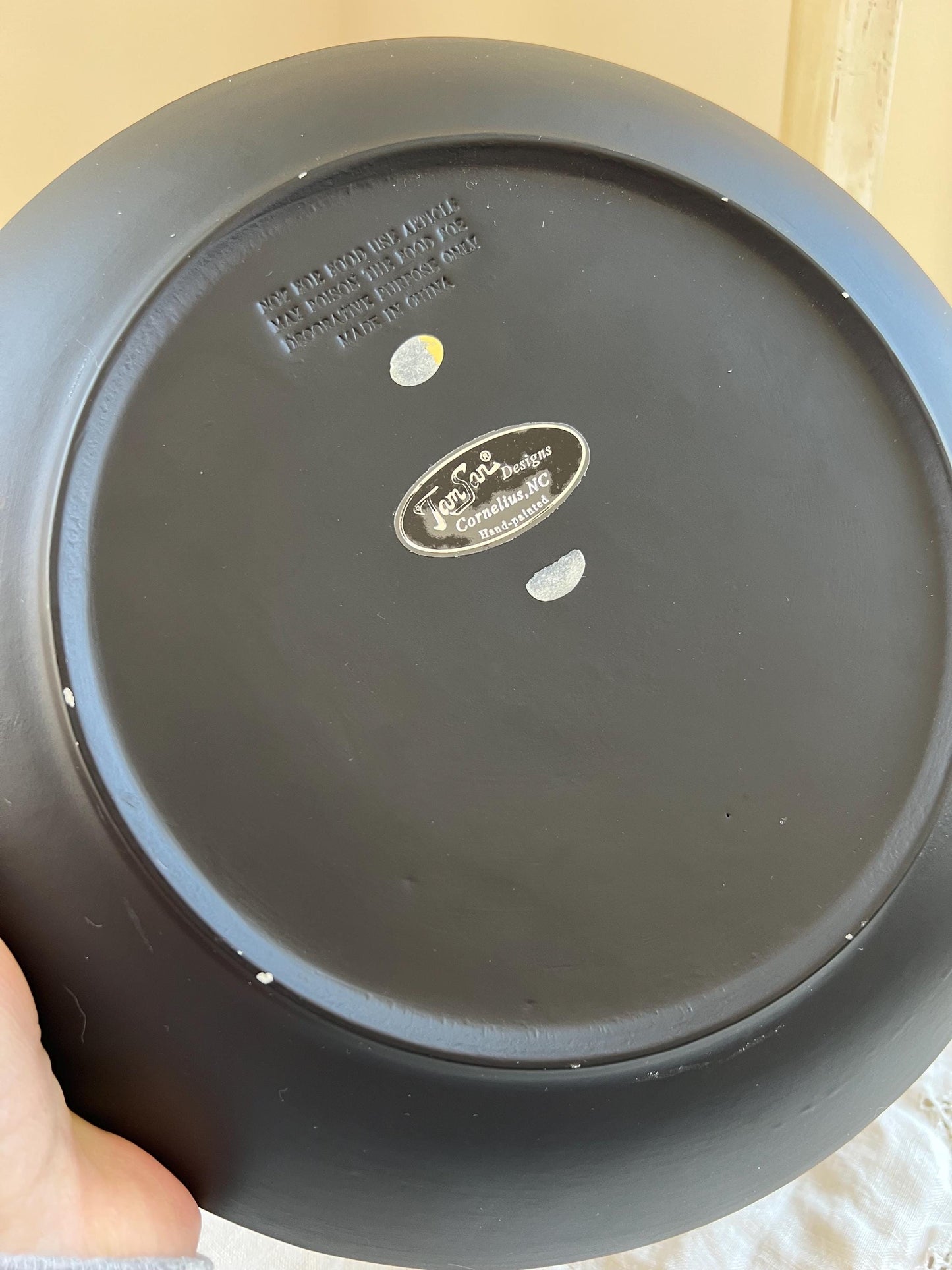 Set (4) Designer Hand Painted Fern Plates by Tam San Designs, Cornelius, NC, Artist Signed 10" Decorative Plates