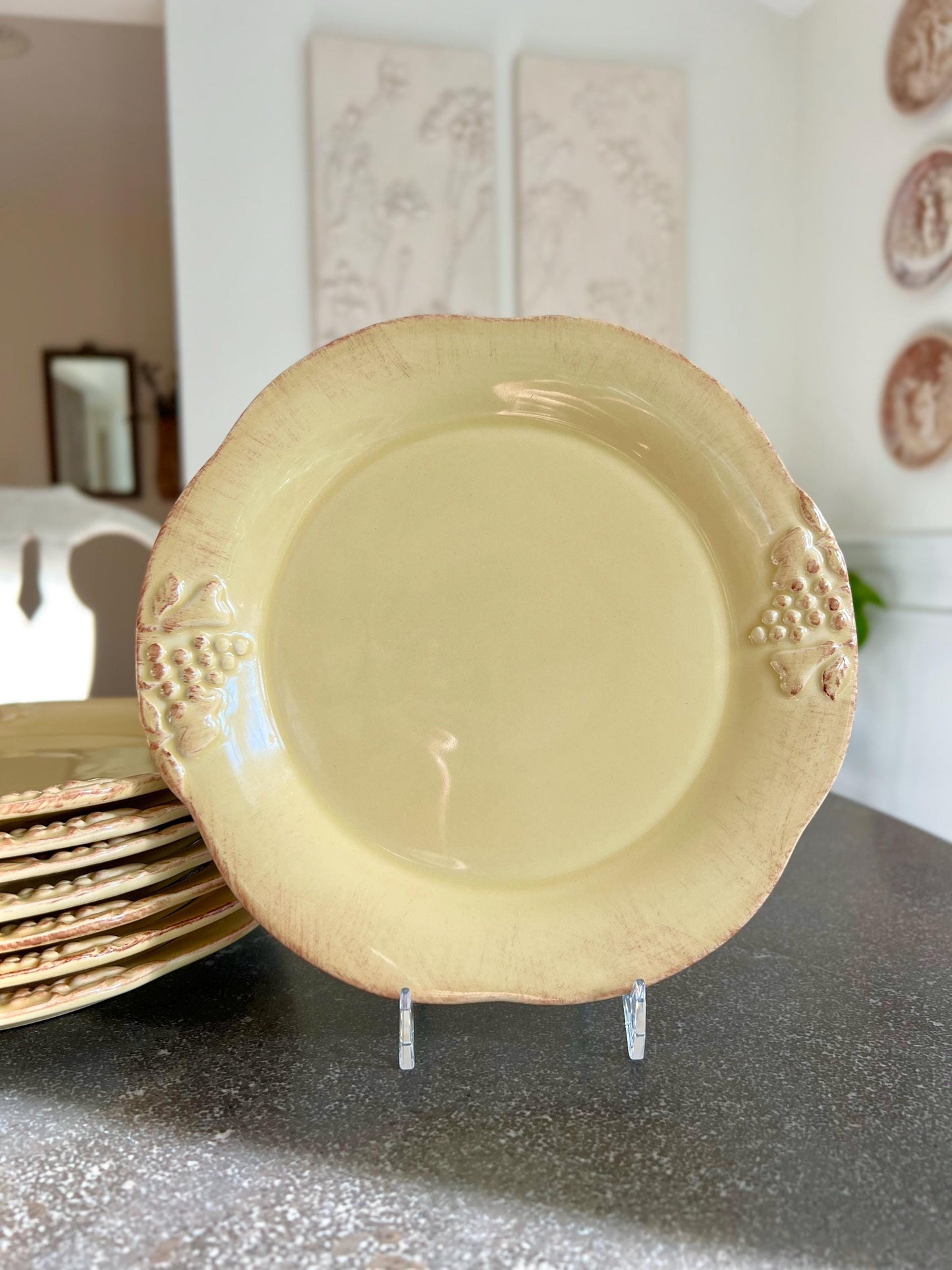 Set (8) Casafina Madeira Harvest Dijon Gold Stoneware Salad Plates, 8.5" diameter