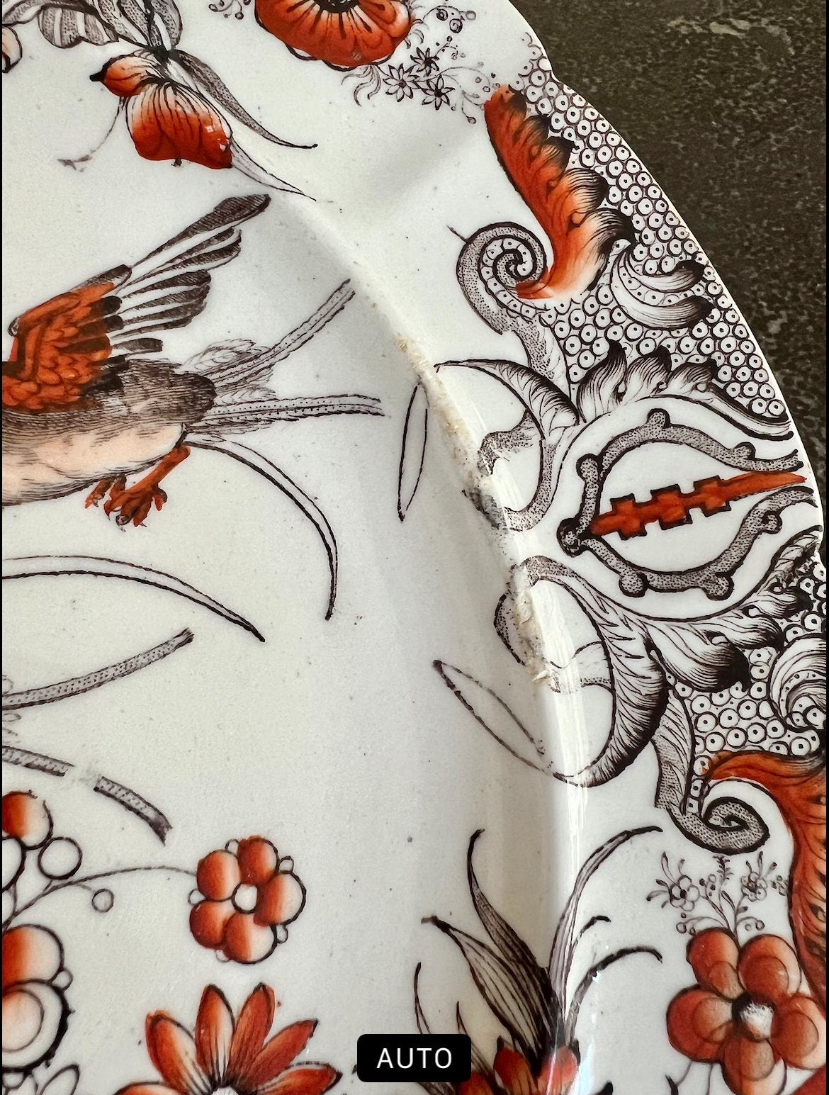 Antique Mason's Lyre Birds Transferware Plate, Made in England, 19th Century Earthenware Plate