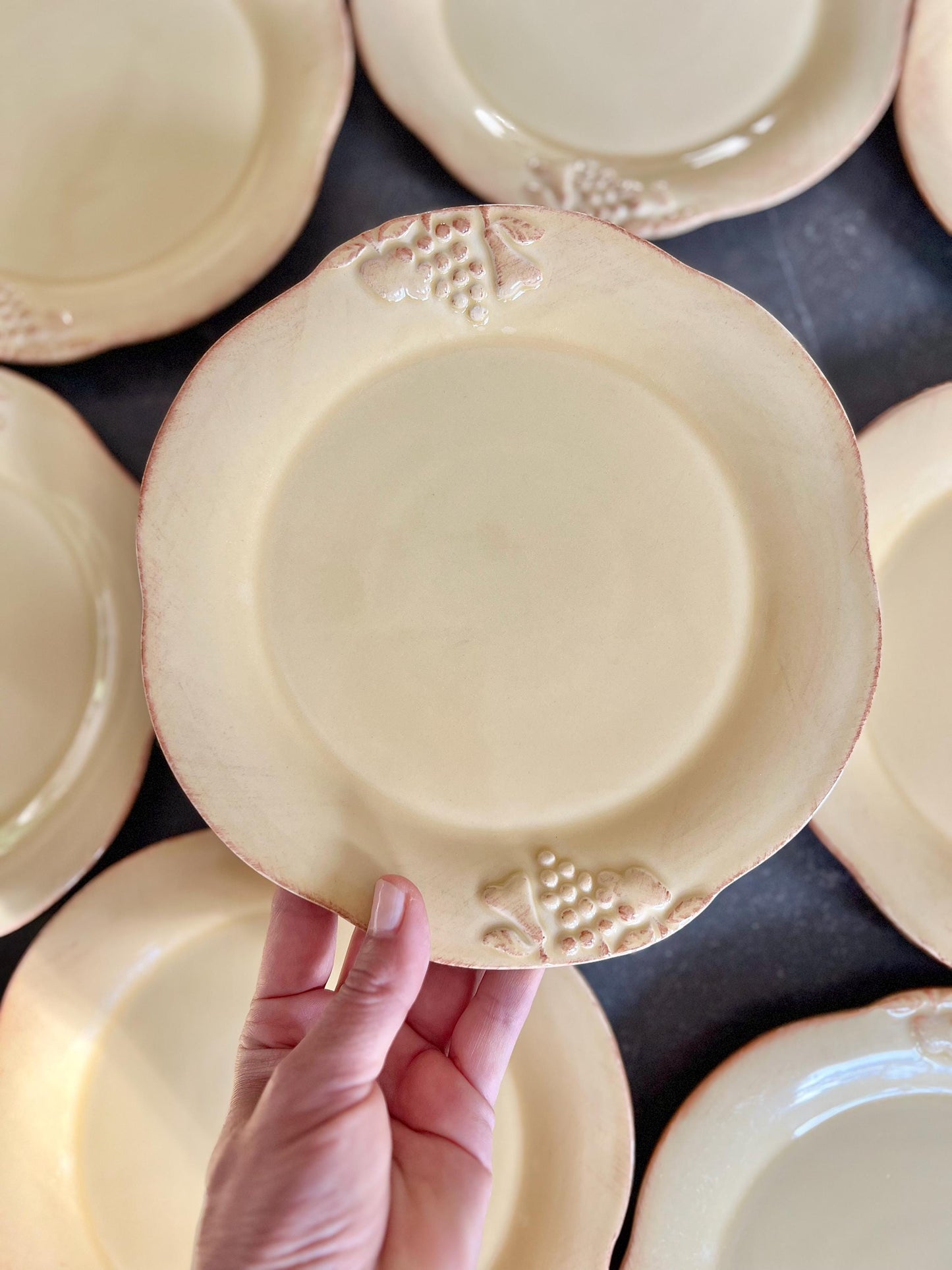 Set (8) Casafina Madeira Harvest Dijon Gold Stoneware Salad Plates, 8.5" diameter