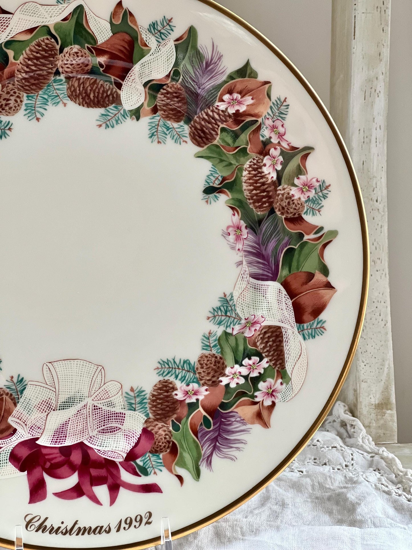 Vintage Lenox Colonial Christmas Wreath "North Carolina, The Twelfth Colony" Collector's Plate, Christmas 1992