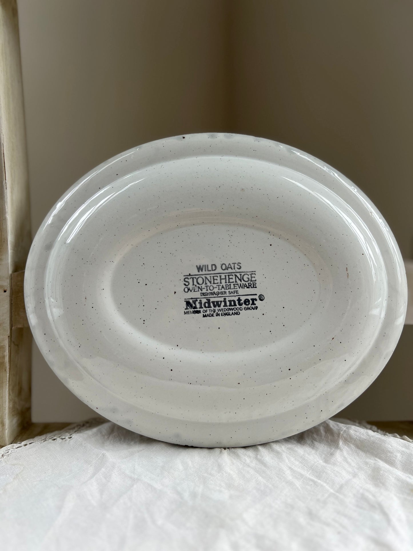 Vintage Midwinter Pottery "Wild Oats" Stonehenge Oval Platter, 11.75" x 9.5"