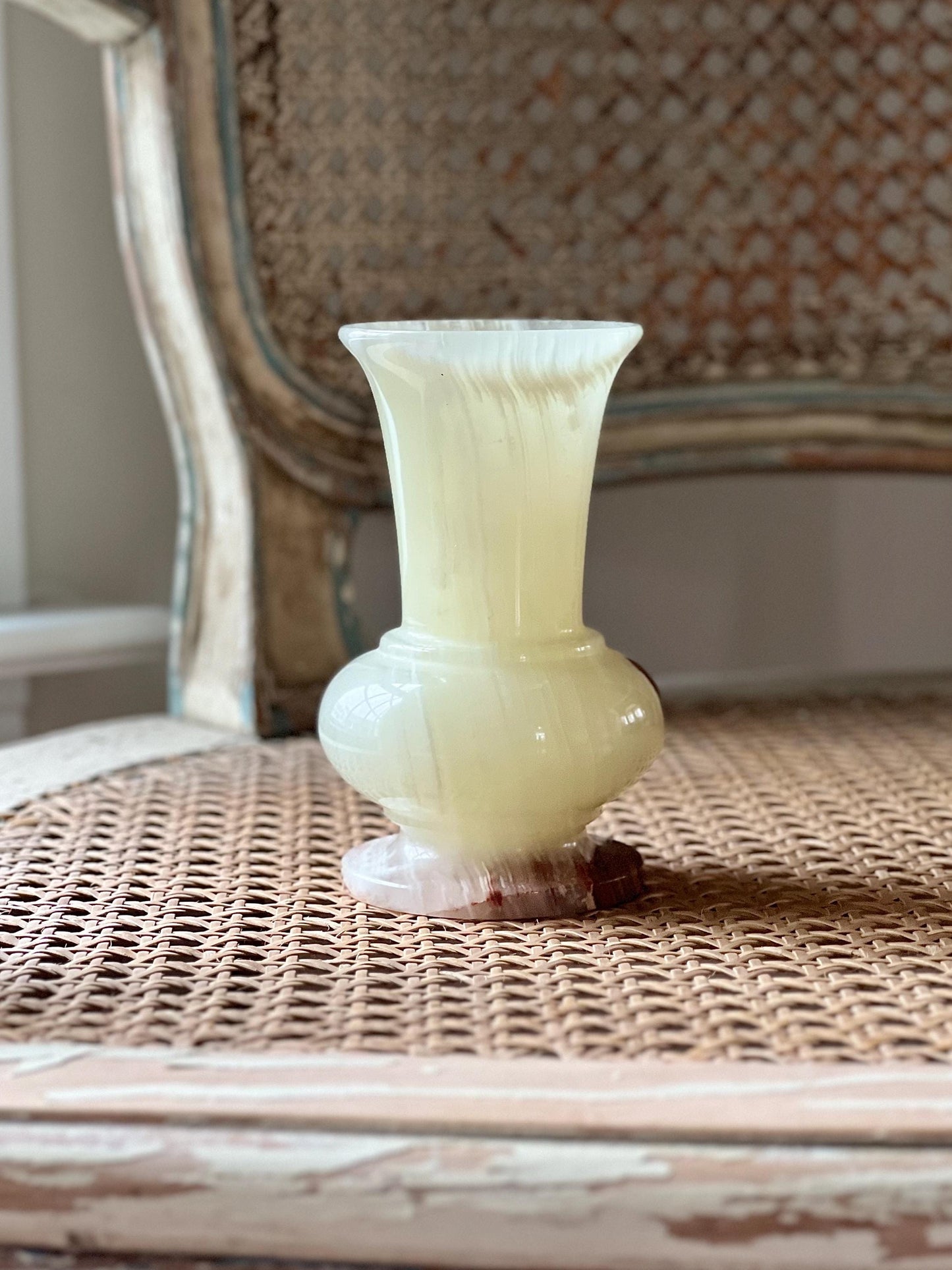 Beautiful Vintage Onxy Vase, 5” tall