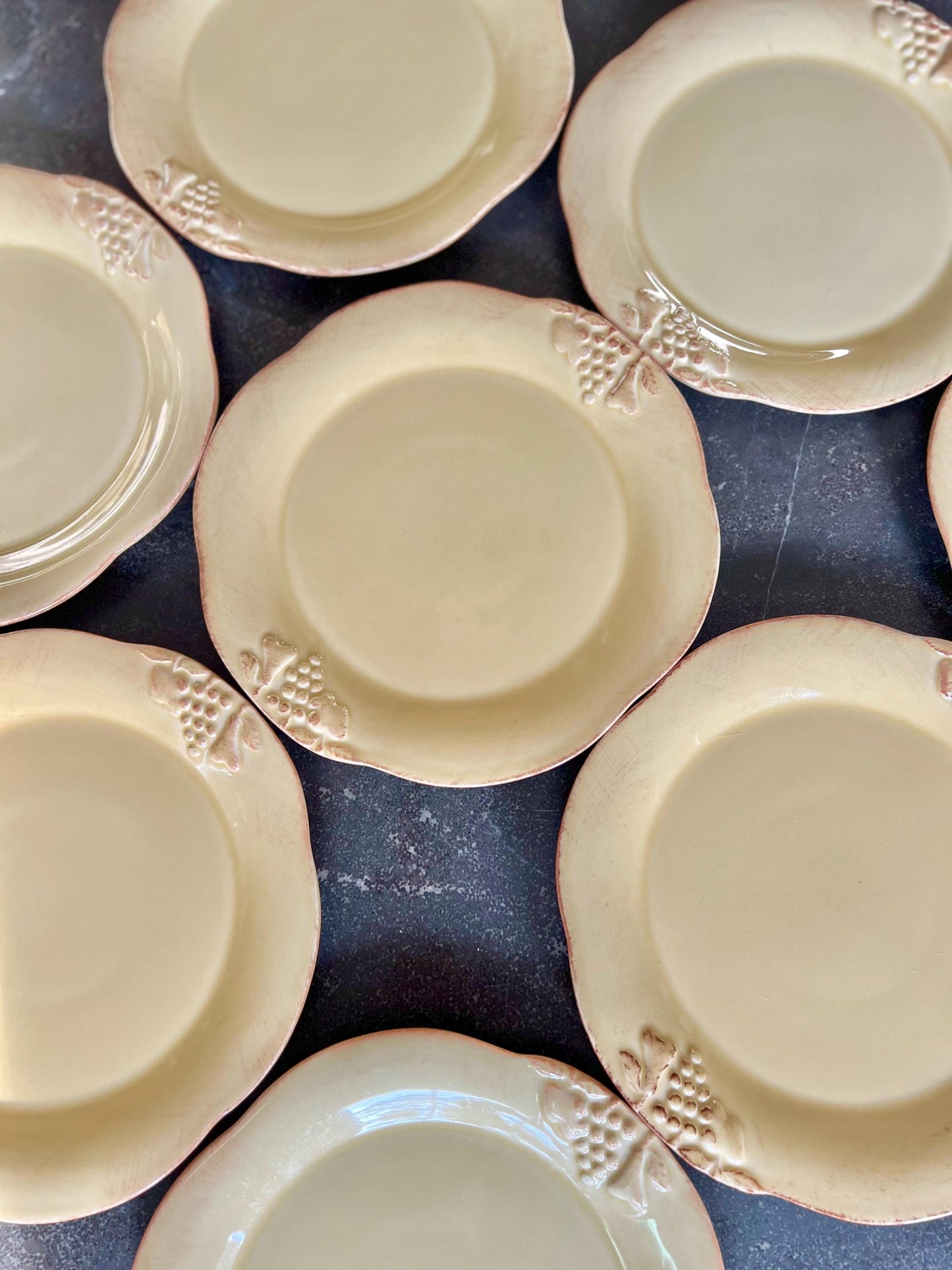 Set (8) Casafina Madeira Harvest Dijon Gold Stoneware Salad Plates, 8.5" diameter