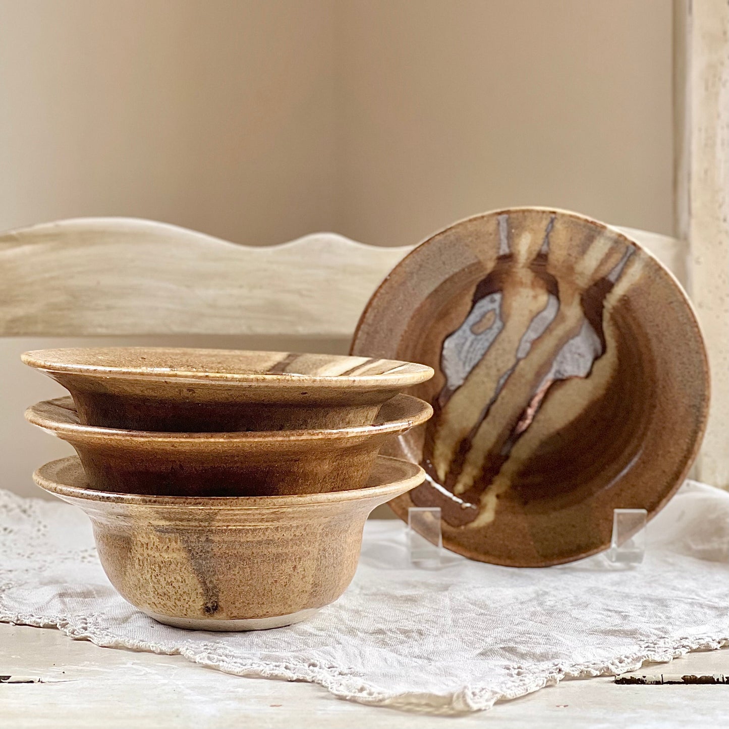 Set of 4, Vintage Studio Pottery Dessert Bowls / Fruit Bowls, Signed Studio Pottery, Lair Pottery Kirby's Mill