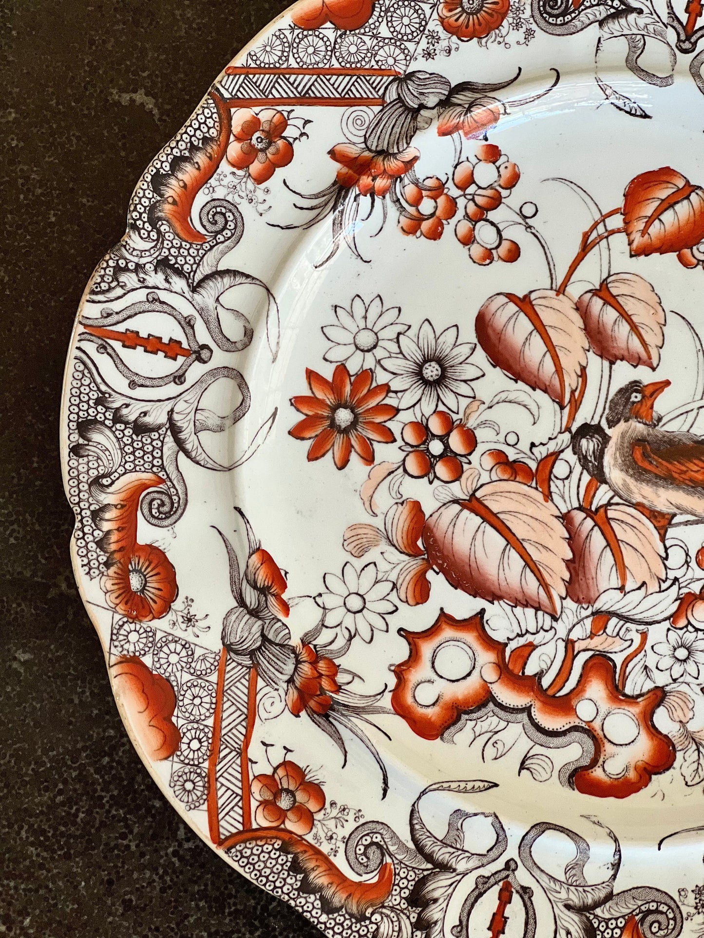 Antique Mason's Lyre Birds Transferware Plate, Made in England, 19th Century Earthenware Plate