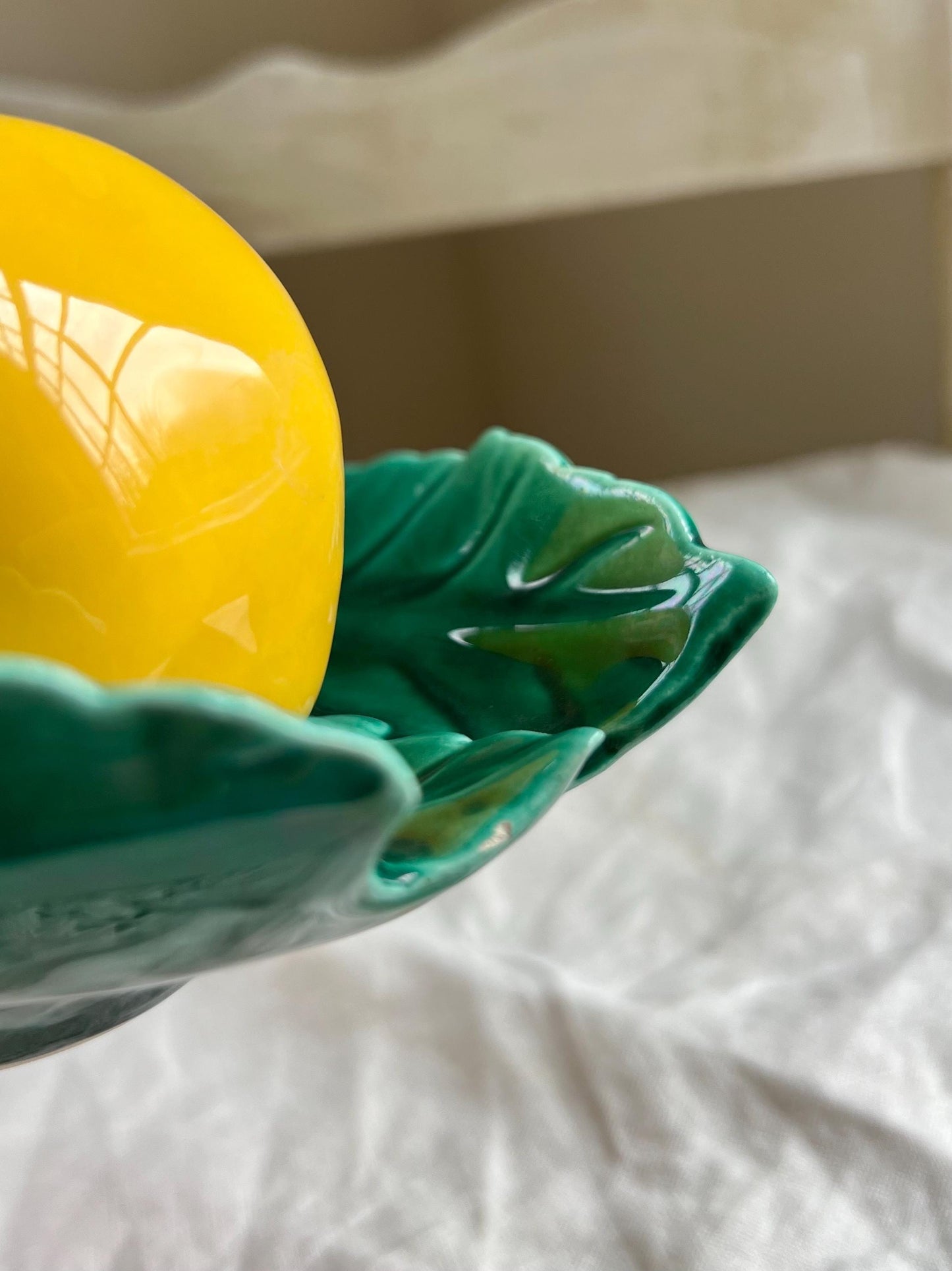 Vintage Ceramic Pear and Leaf Wall Pocket, Sculptural Pear Shaped Wall Vase, 6" tall