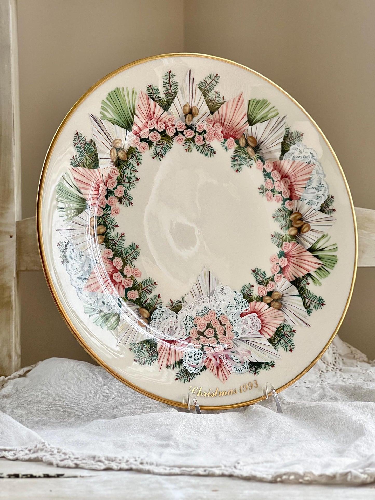 Vintage Lenox Colonial Christmas Wreath "Georgia, The Thirteenth Colony" Collector's Plate, Christmas 1993