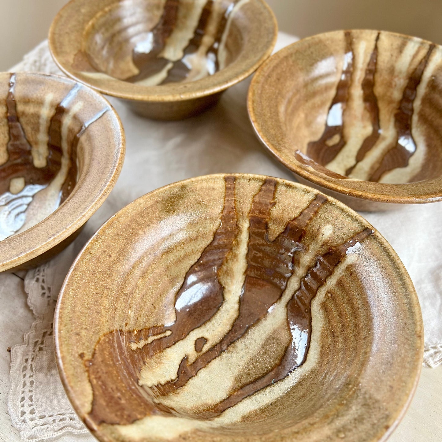 Set of 4, Vintage Studio Pottery Dessert Bowls / Fruit Bowls, Signed Studio Pottery, Lair Pottery Kirby's Mill