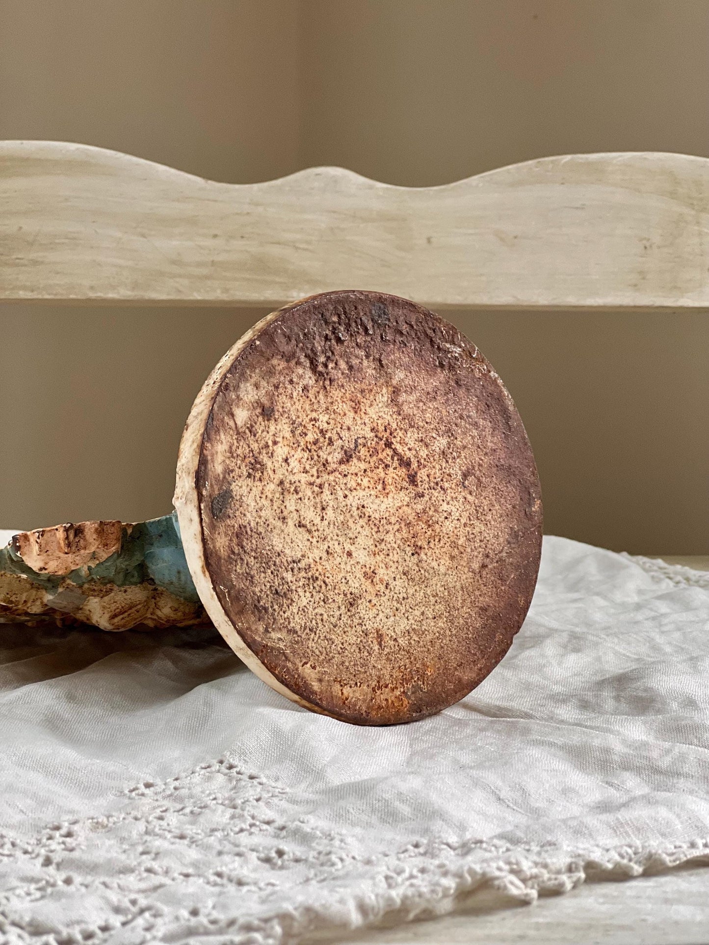 Beautiful Vintage or Antique Cast Iron Flower Bouquet Doorstop with Rustic Patina