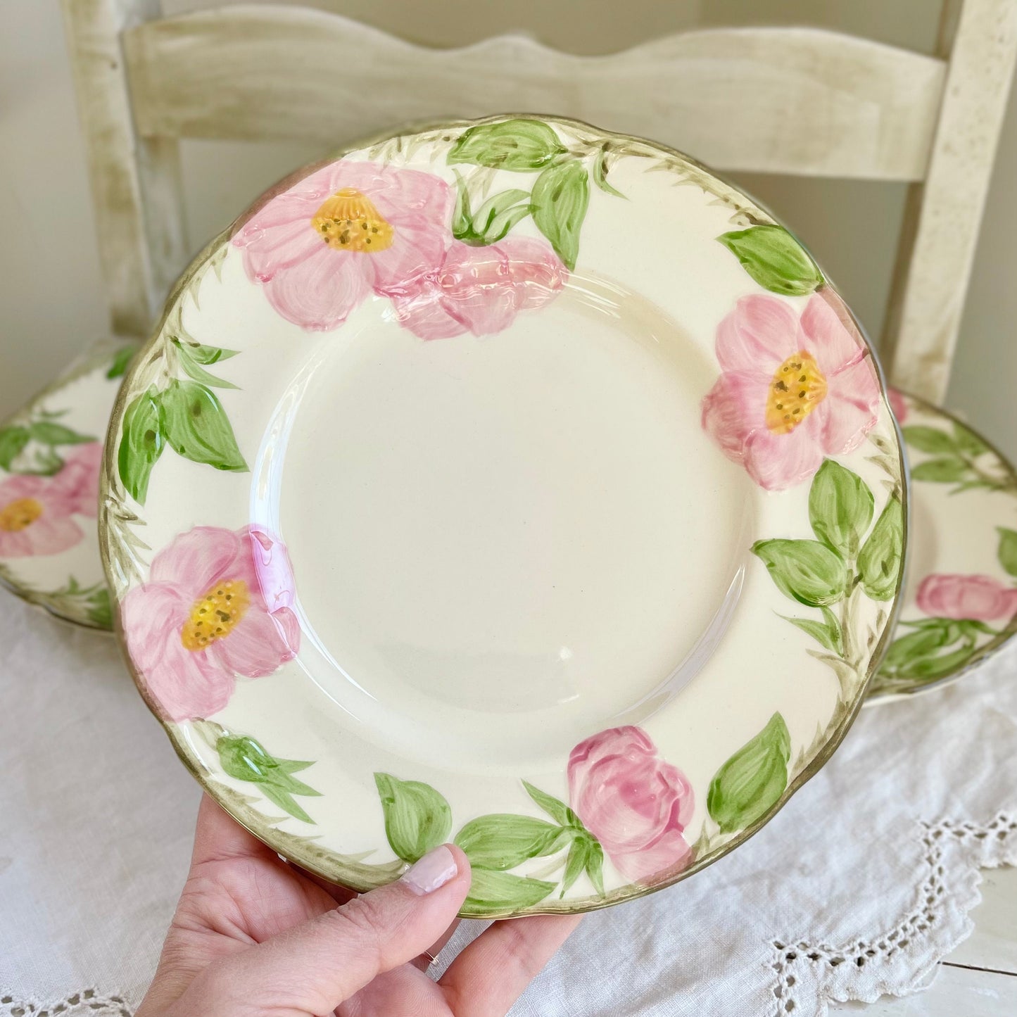 Set of 3, Vintage Franciscan Desert Rose Salad Plates, USA Backstamp, Vintage Floral Dishes