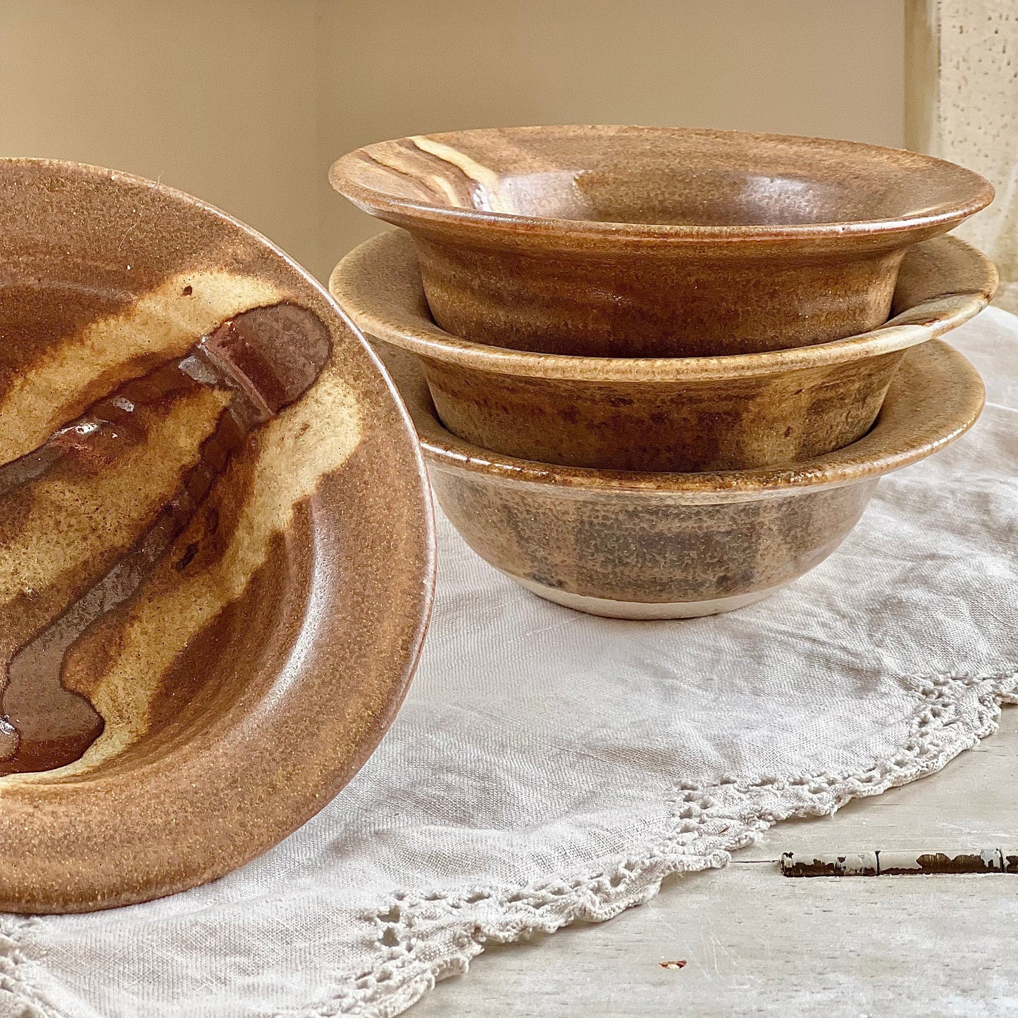 Set of 4, Vintage Studio Pottery Bowls, Signed Studio Pottery, Soup / Salad Bowls, Lair Pottery of Kirby's Mill
