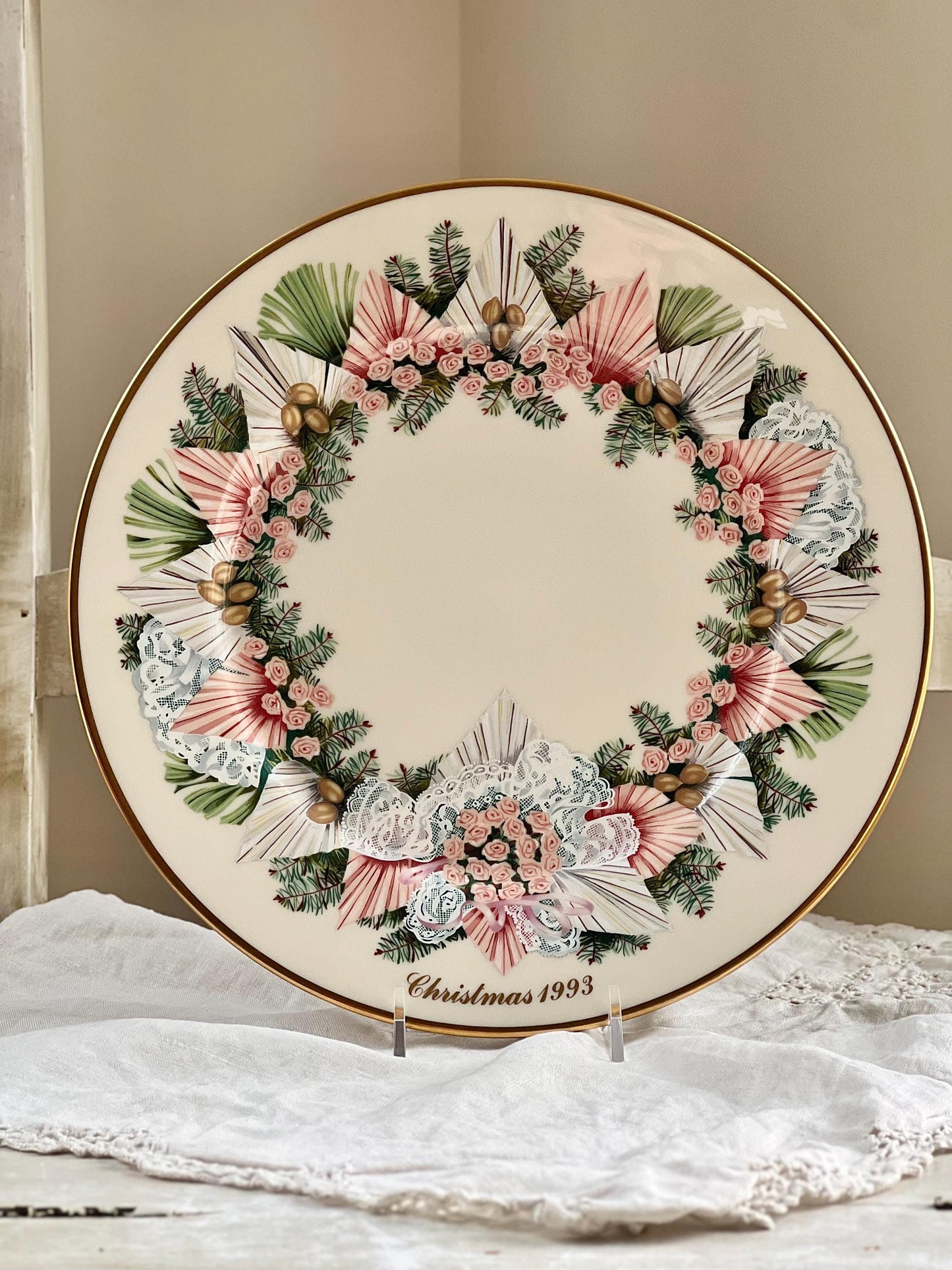 Vintage Lenox Colonial Christmas Wreath "Georgia, The Thirteenth Colony" Collector's Plate, Christmas 1993
