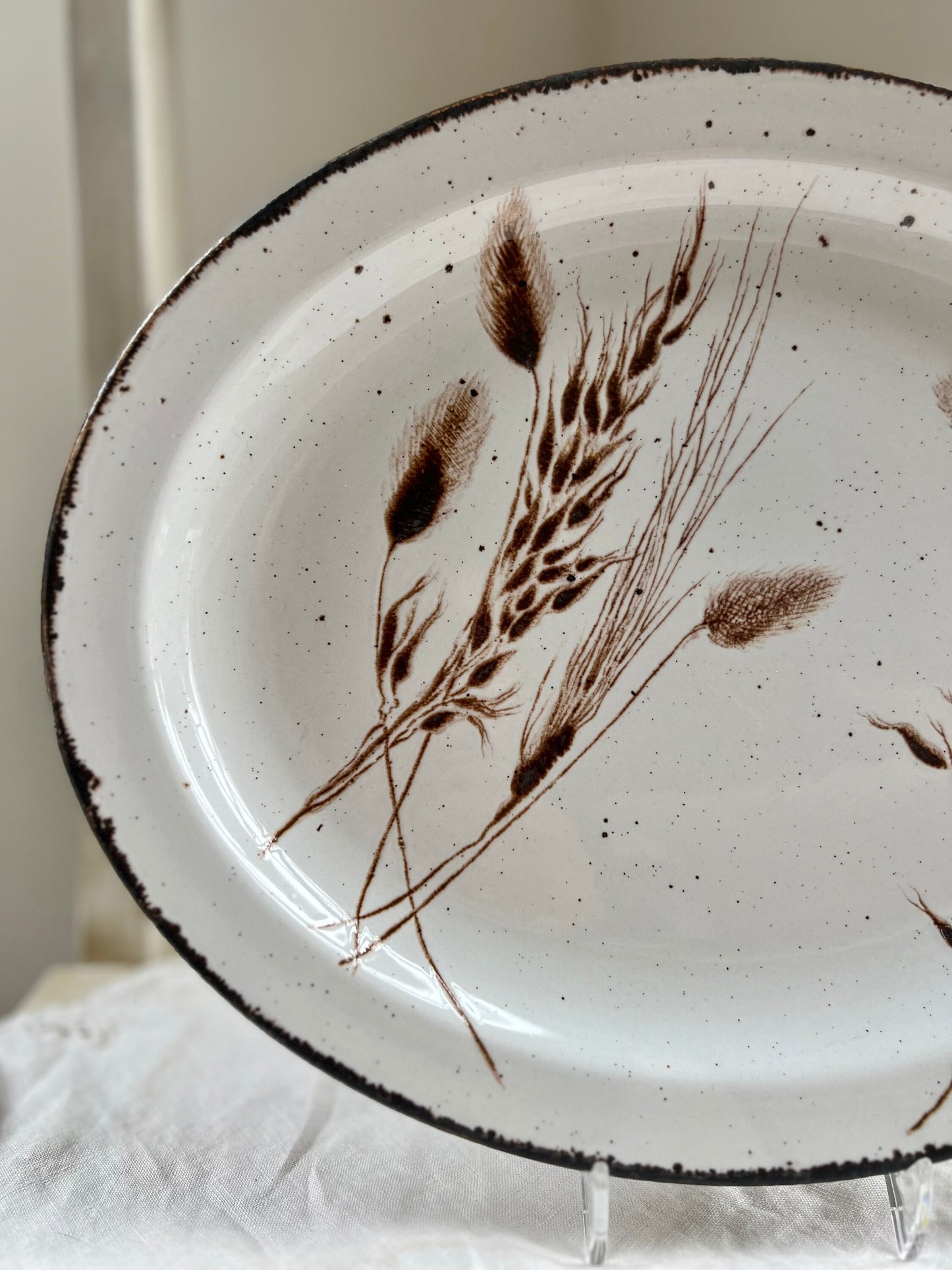 Vintage Midwinter Pottery "Wild Oats" Stonehenge Oval Platter, 11.75" x 9.5"