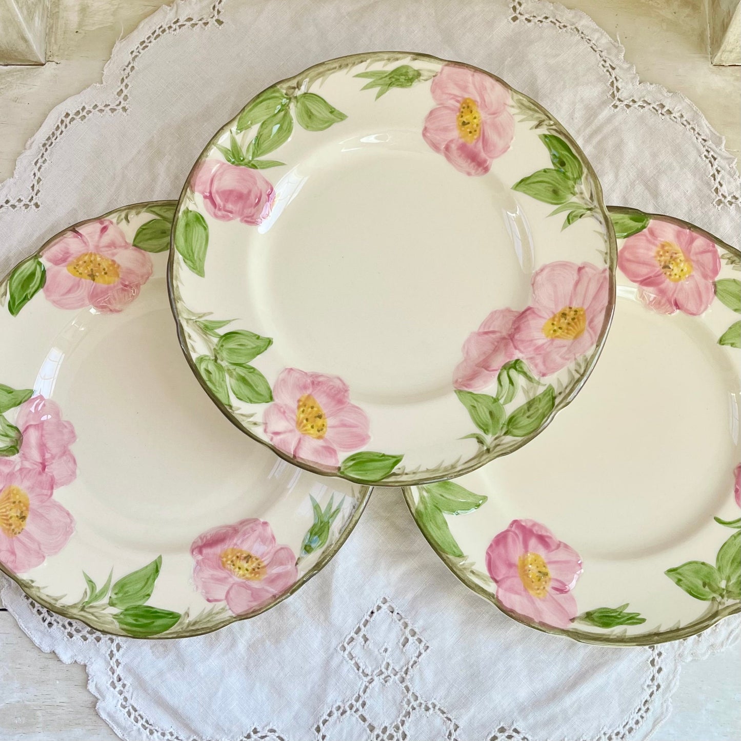 Set of 3, Vintage Franciscan Desert Rose Salad Plates, USA Backstamp, Vintage Floral Dishes