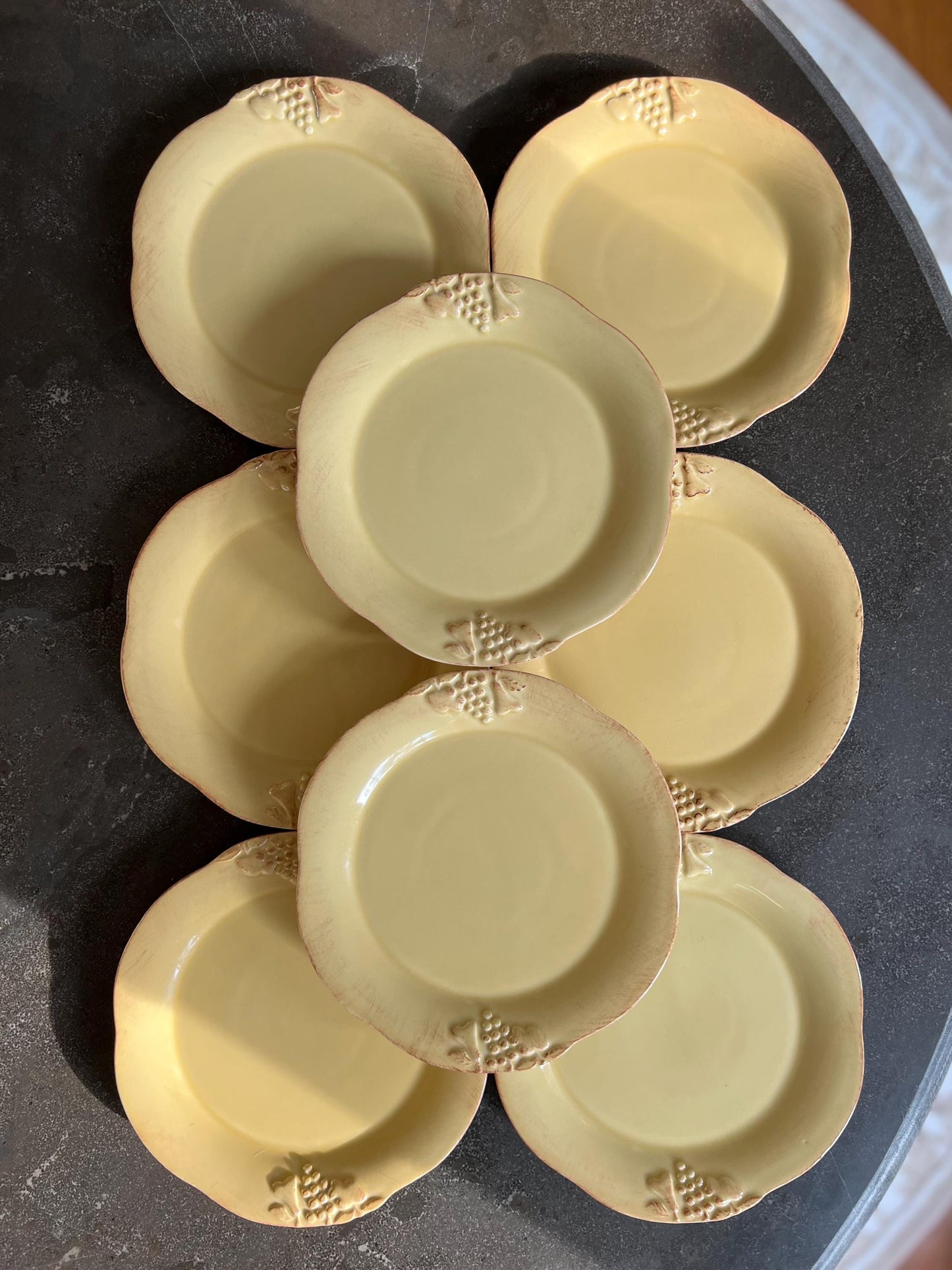 Set (8) Casafina Madeira Harvest Dijon Gold Stoneware Salad Plates, 8.5" diameter