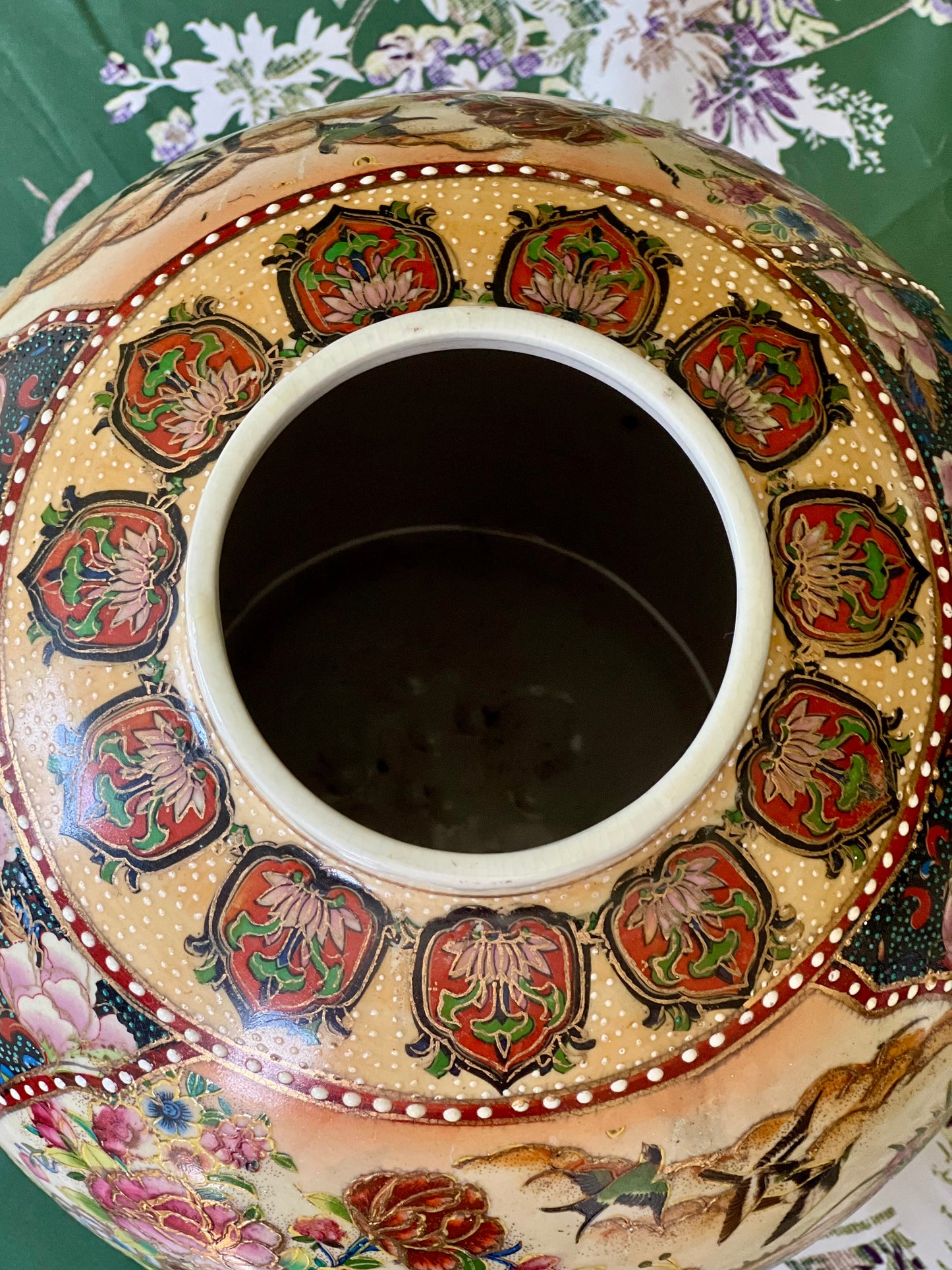 Beautiful Vintage Hand Painted Jar by Royal Satsuma, 10.5" tall