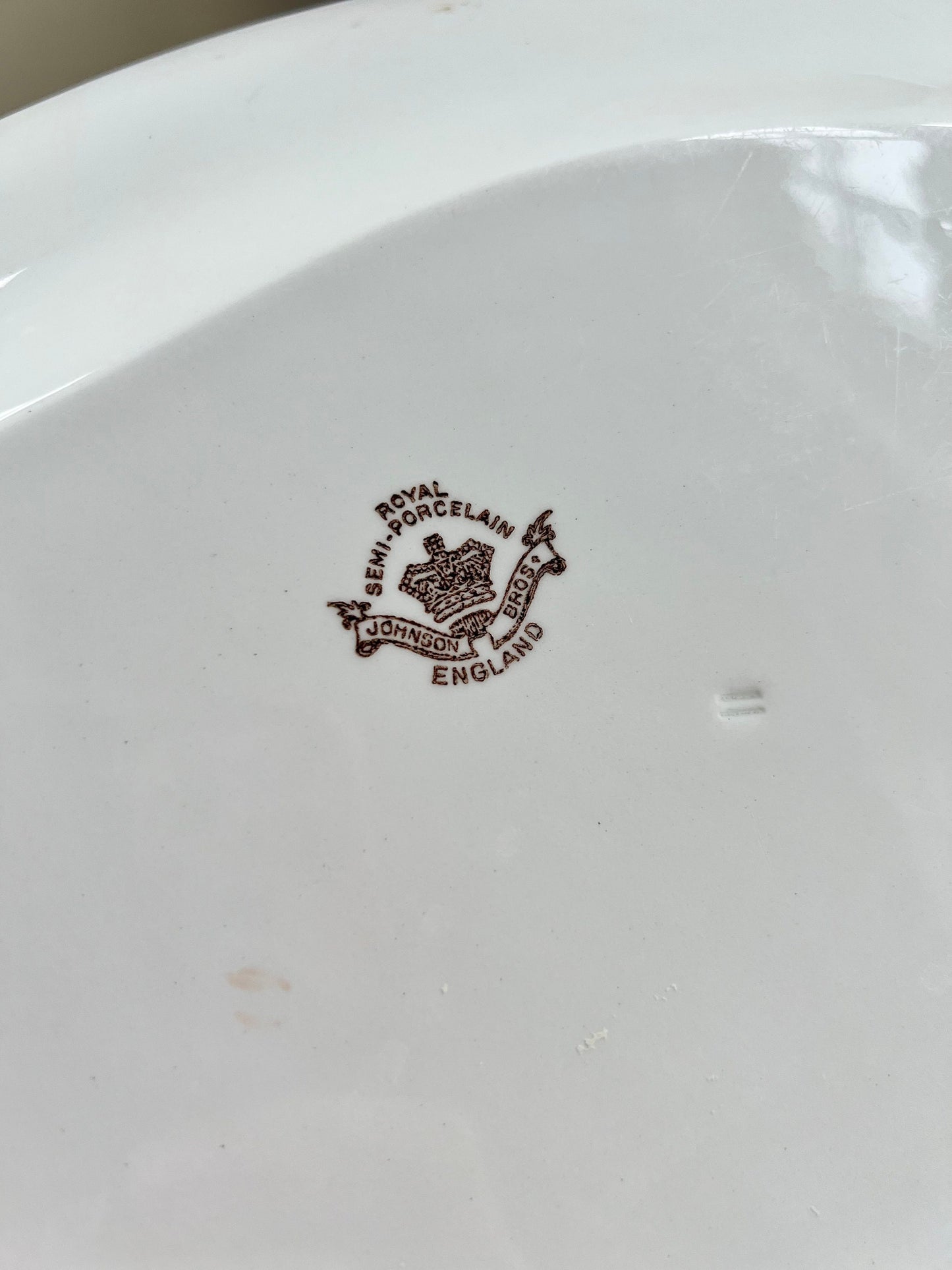 Antique Transferware Platter By Johnson Brothers England, Antique Ironstone Platter