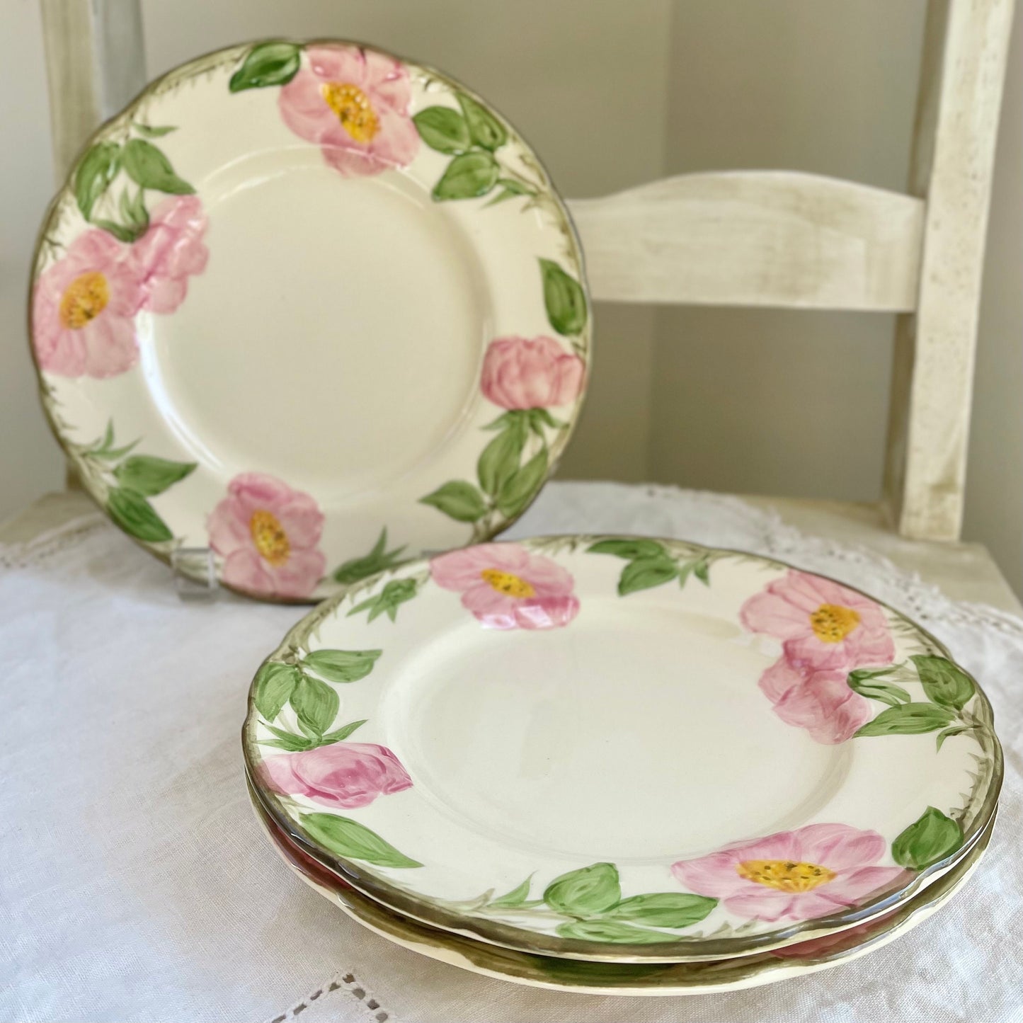 Set of 3, Vintage Franciscan Desert Rose Salad Plates, USA Backstamp, Vintage Floral Dishes