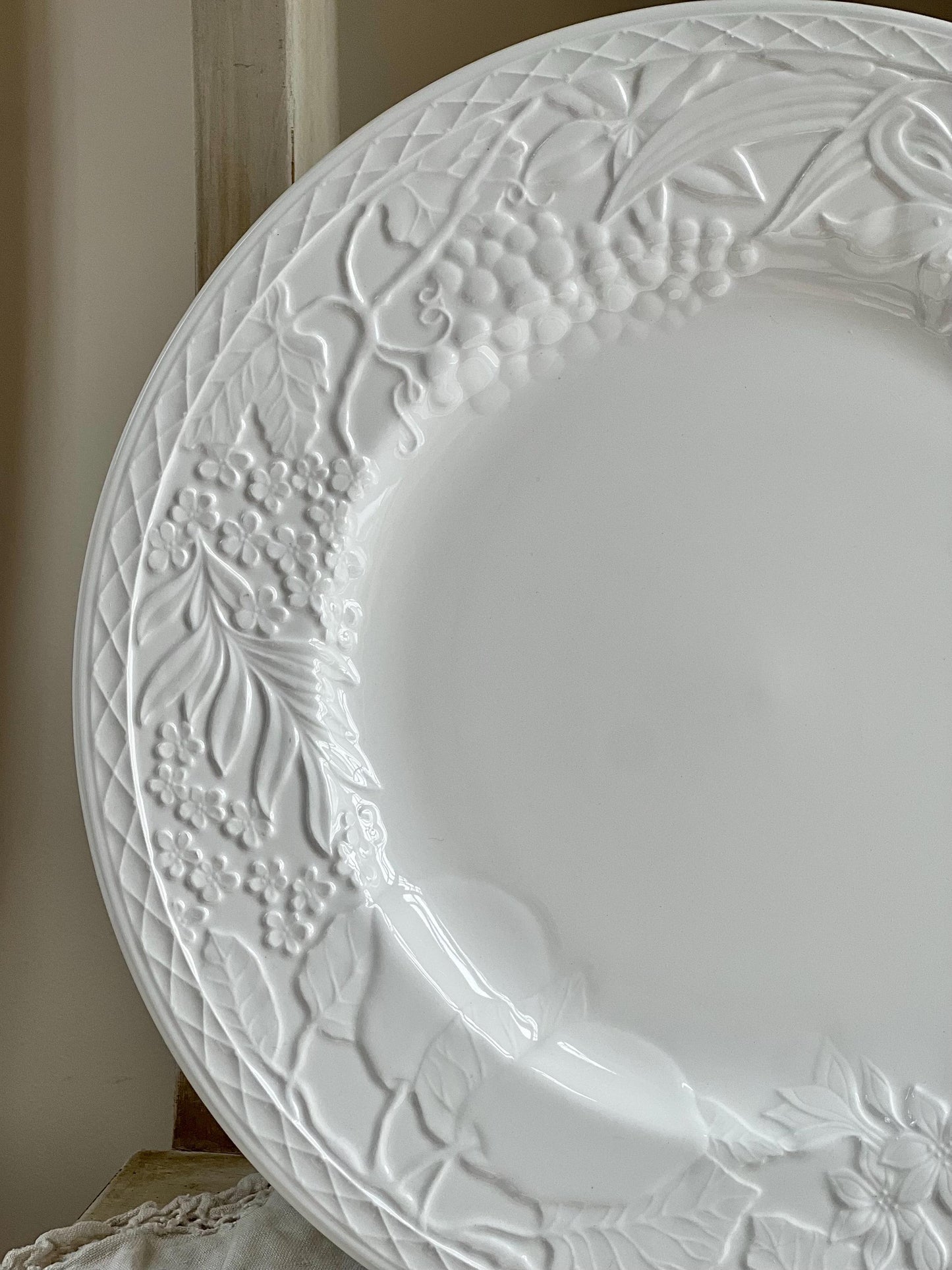 Gorgeous Vintage Franciscan "Country Fayre" Dinner Plate by Johnson Brothers with Embossed Floral & Fruit Design (Sold Individually)