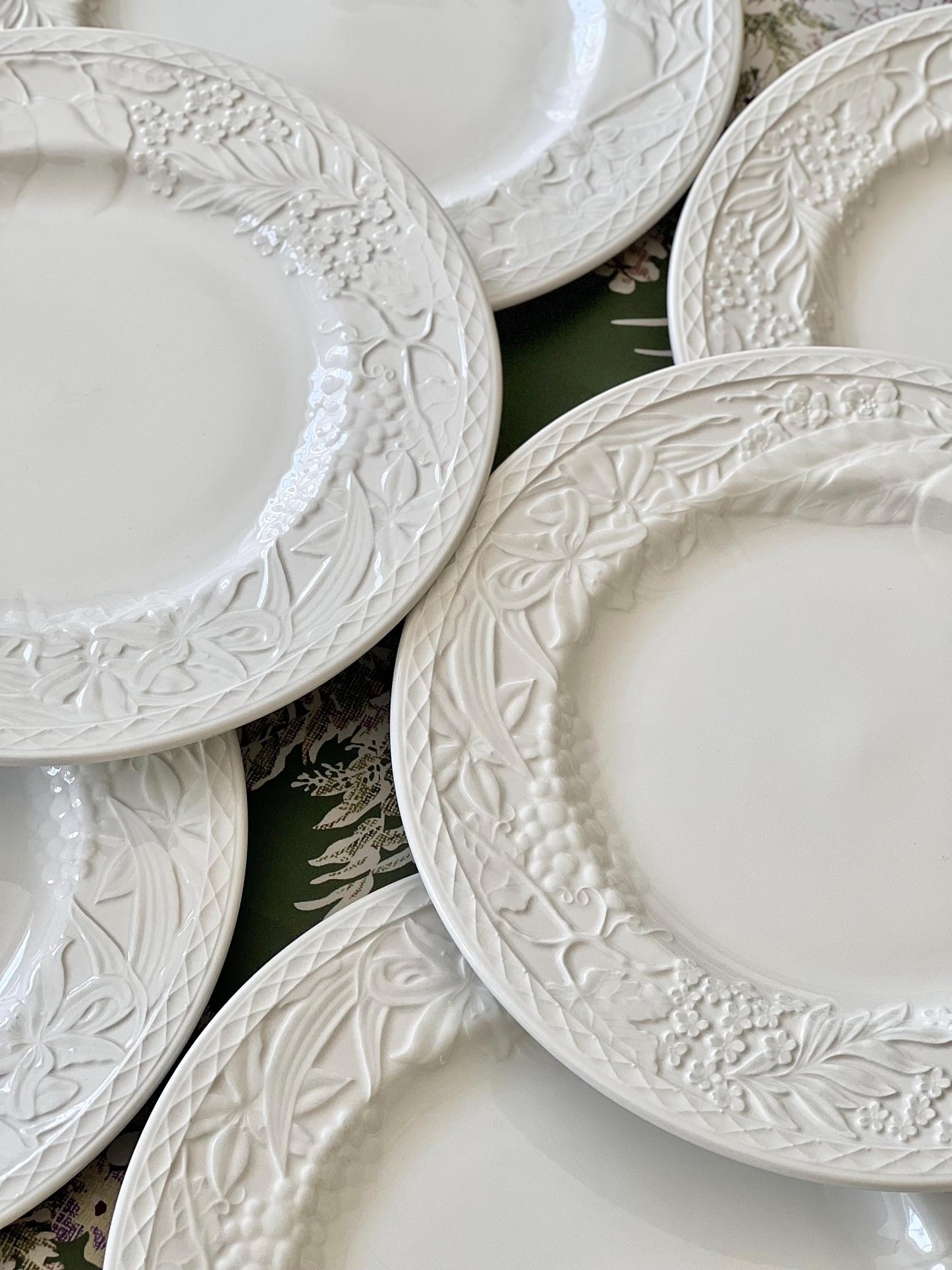 Gorgeous Vintage Franciscan "Country Fayre" Dinner Plate by Johnson Brothers with Embossed Floral & Fruit Design (Sold Individually)