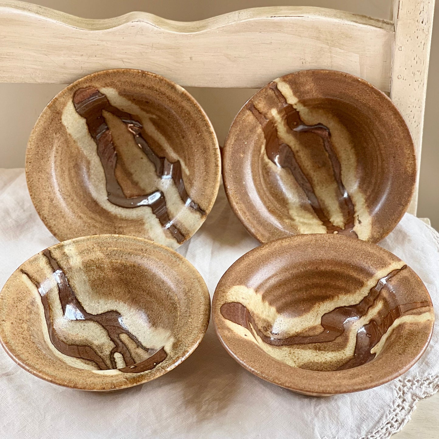 Set of 4, Vintage Studio Pottery Bowls, Signed Studio Pottery, Soup / Salad Bowls, Lair Pottery of Kirby's Mill