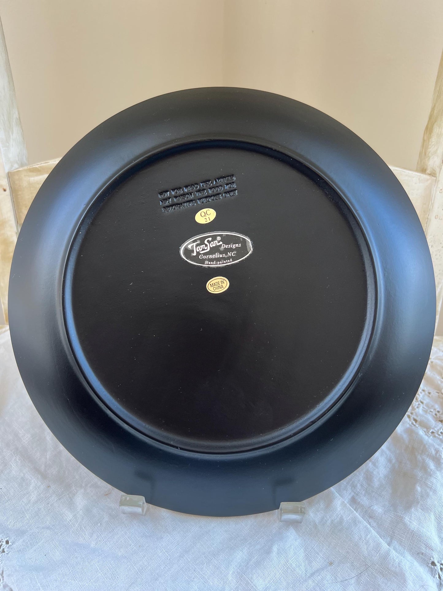 Set (4) Designer Hand Painted Fern Plates by Tam San Designs, Cornelius, NC, Artist Signed 10" Decorative Plates