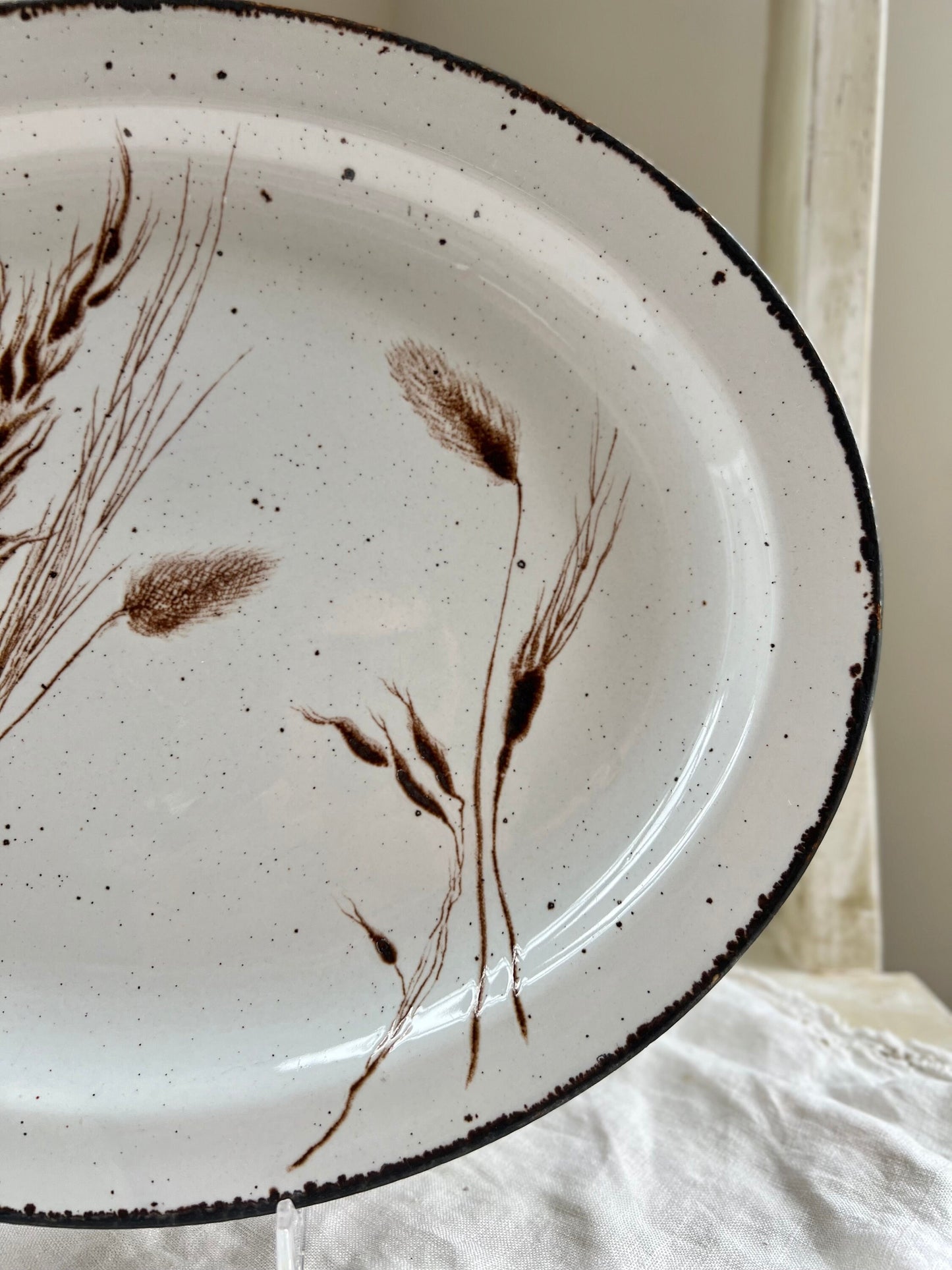 Vintage Midwinter Pottery "Wild Oats" Stonehenge Oval Platter, 11.75" x 9.5"