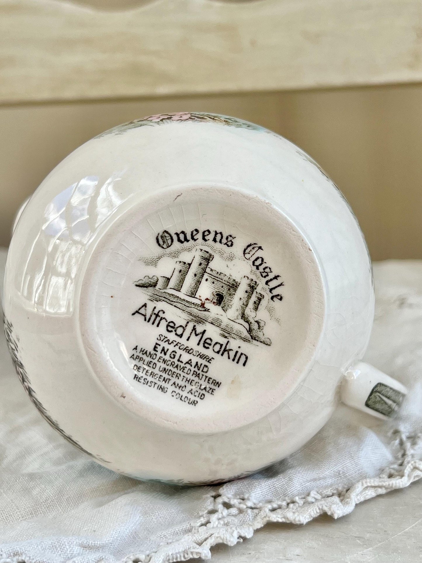 Vintage Queen's Castle Creamer & Sugar by Alfred Meakin, England