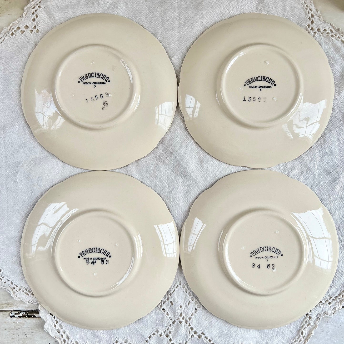 Set of 4, Vintage Franciscan Desert Rose Teacups & Saucers