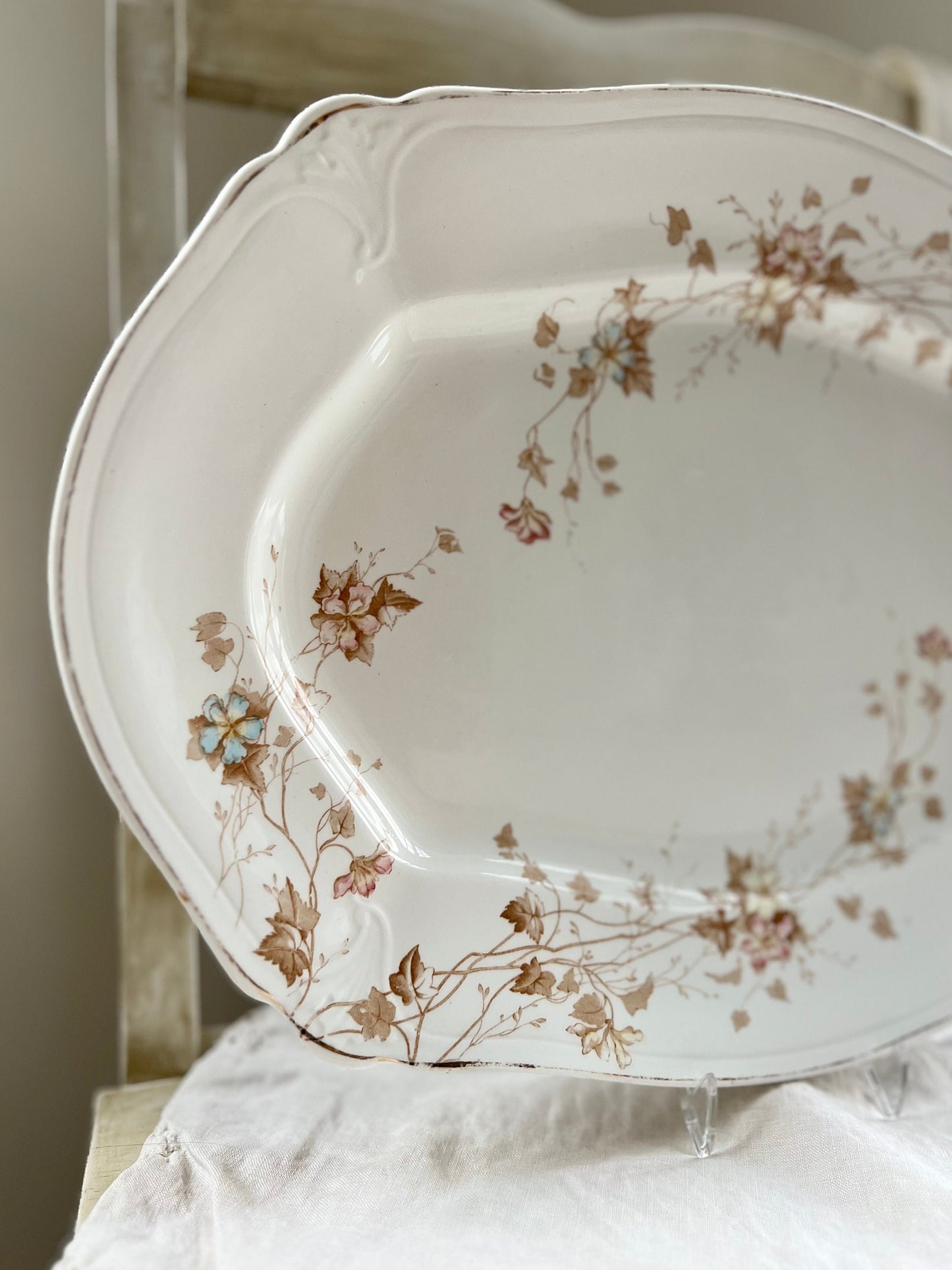 Antique Transferware Platter By Johnson Brothers England, Antique Ironstone Platter