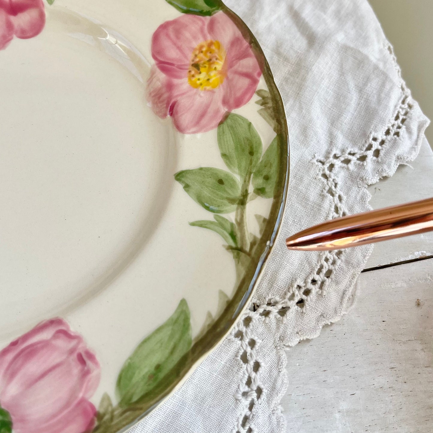 Set of 3, Vintage Franciscan Desert Rose Salad Plates, USA Backstamp, Vintage Floral Dishes