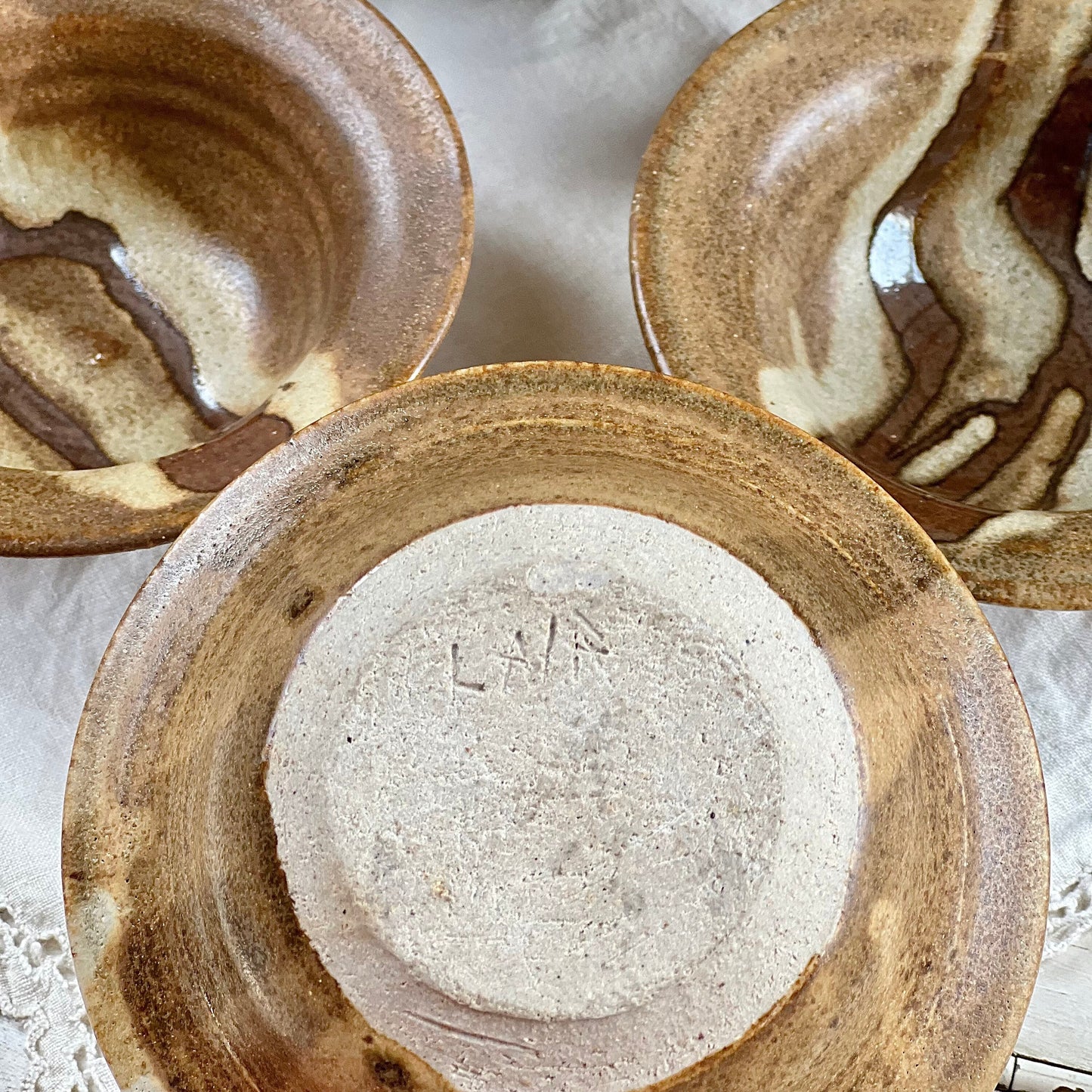 Set of 4, Vintage Studio Pottery Bowls, Signed Studio Pottery, Soup / Salad Bowls, Lair Pottery of Kirby's Mill