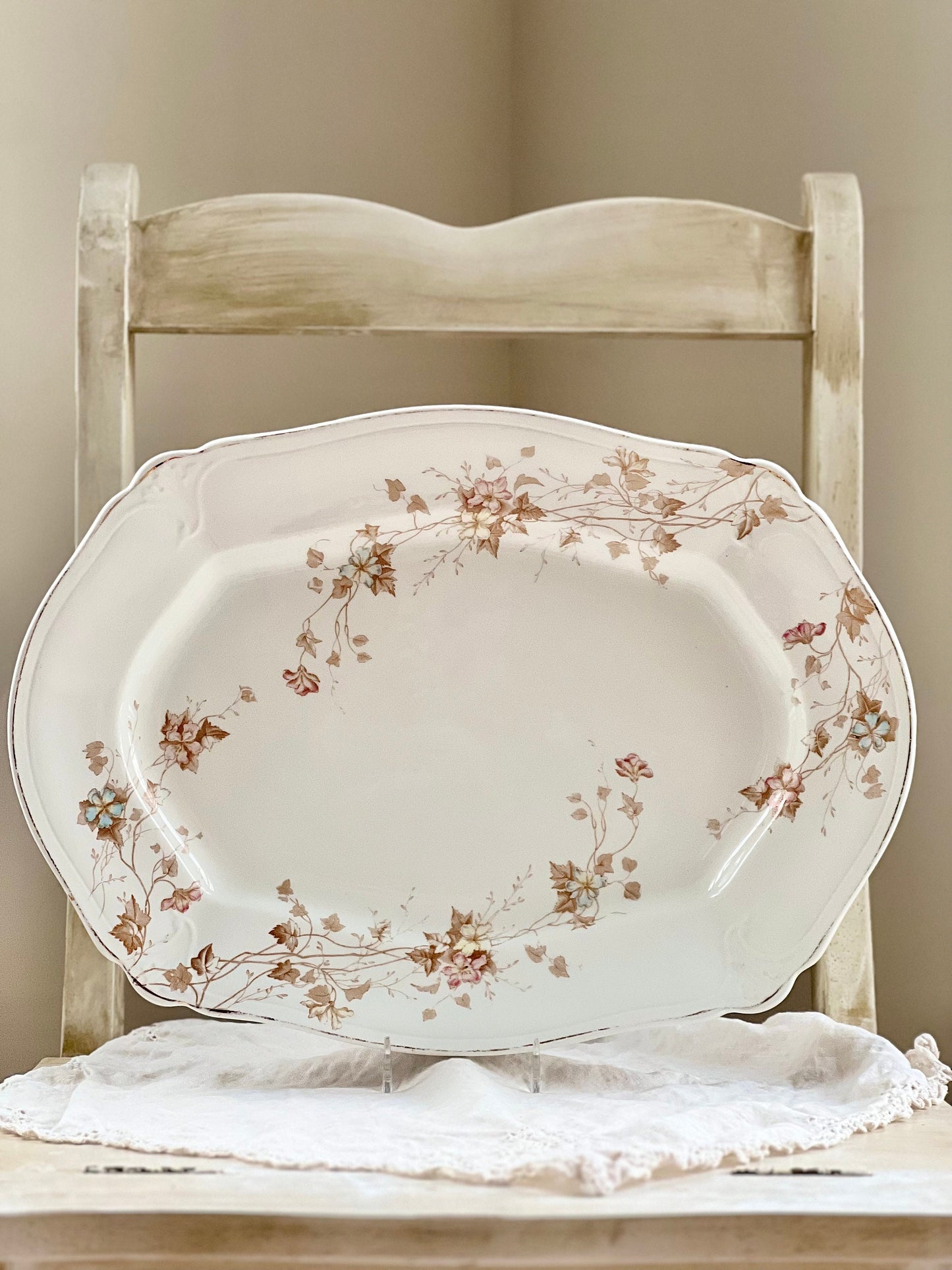 Antique Transferware Platter By Johnson Brothers England, Antique Ironstone Platter