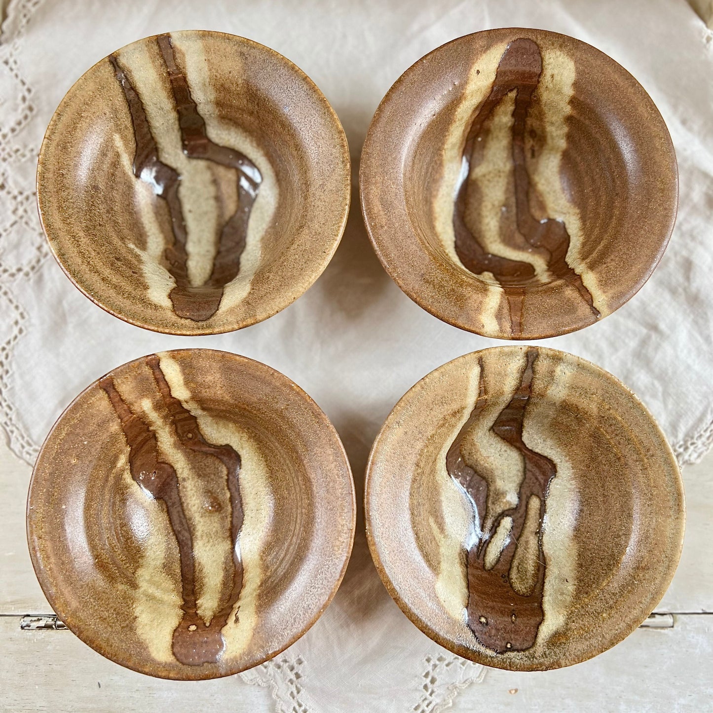 Set of 4, Vintage Studio Pottery Bowls, Signed Studio Pottery, Soup / Salad Bowls, Lair Pottery of Kirby's Mill
