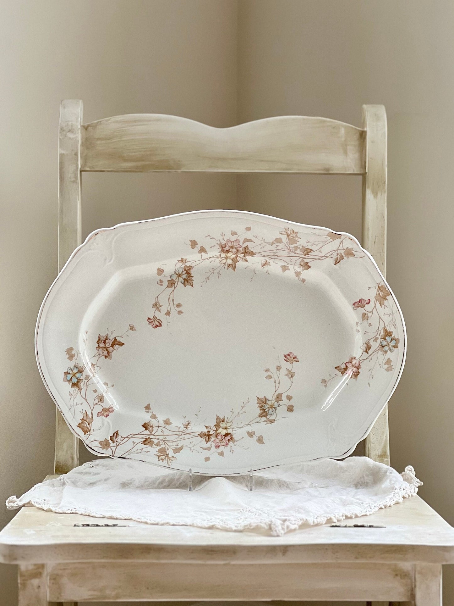 Antique Transferware Platter By Johnson Brothers England, Antique Ironstone Platter
