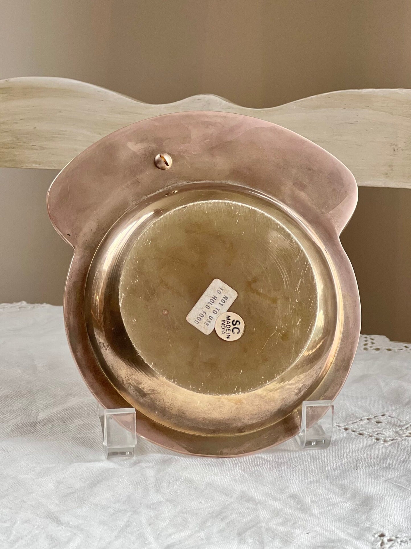 Vintage Brass Trinket Dish with Figural Duck Accent, Vintage Brass Pocket Change Dish, Brass Catchall