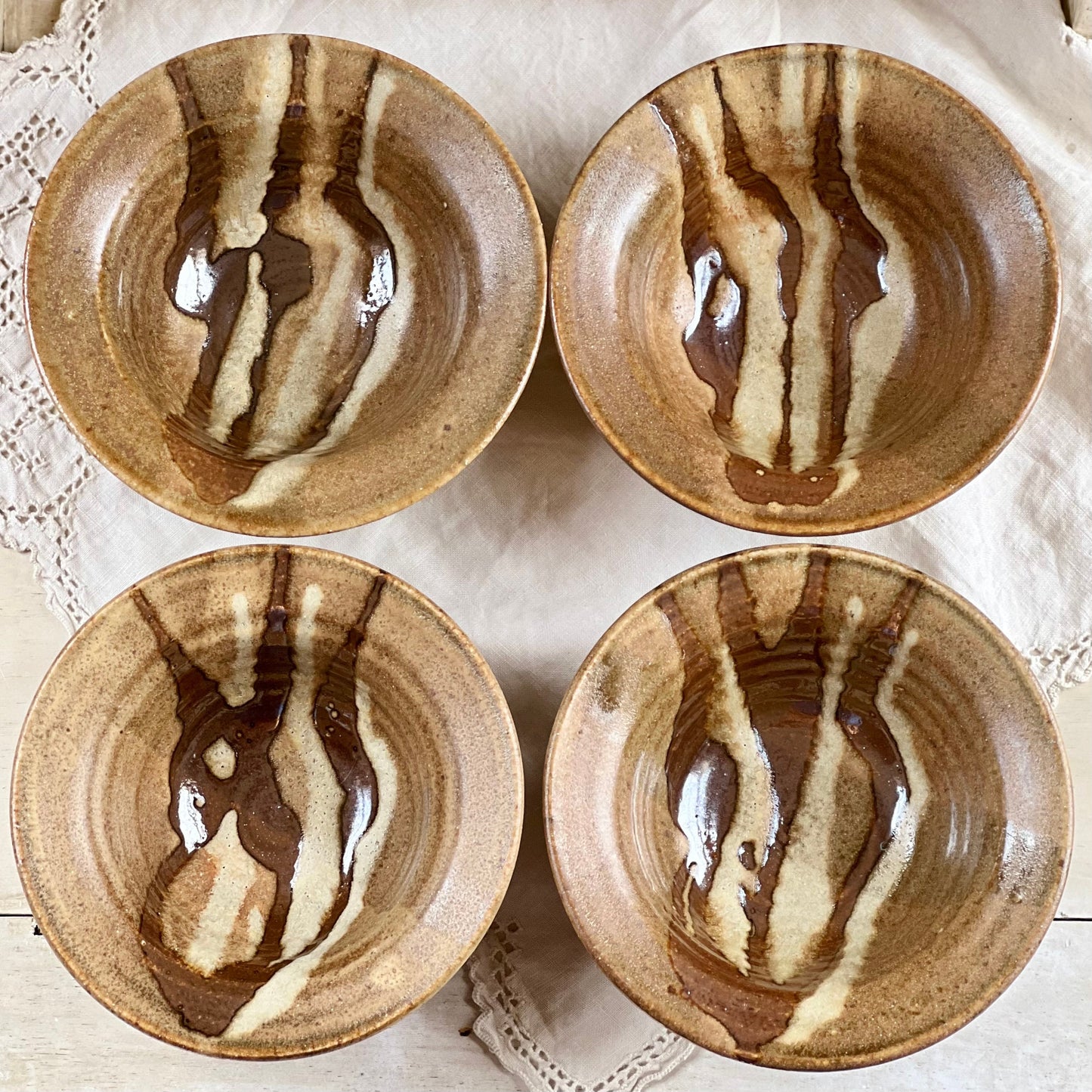 Set of 4, Vintage Studio Pottery Dessert Bowls / Fruit Bowls, Signed Studio Pottery, Lair Pottery Kirby's Mill