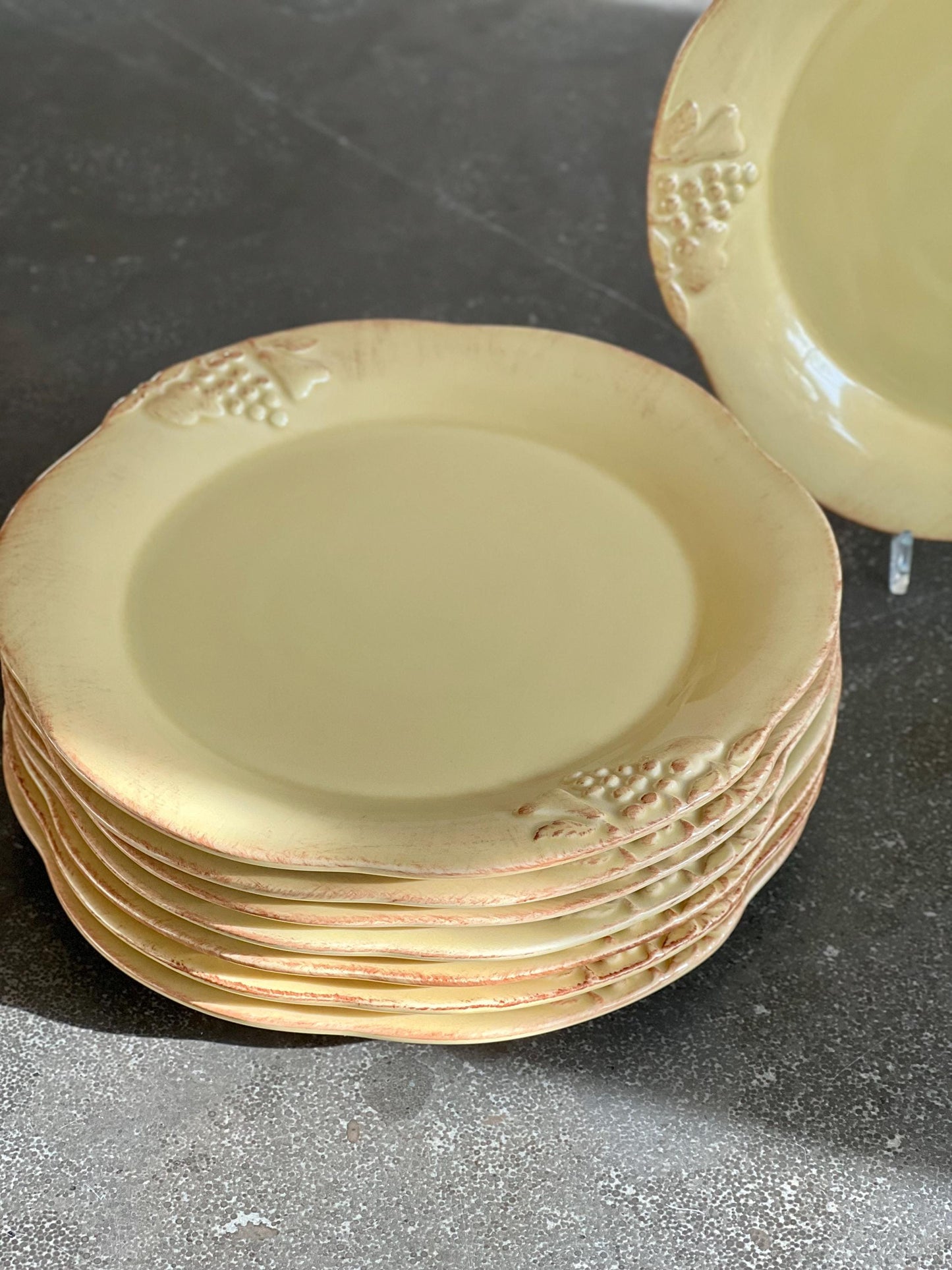 Set (8) Casafina Madeira Harvest Dijon Gold Stoneware Salad Plates, 8.5" diameter