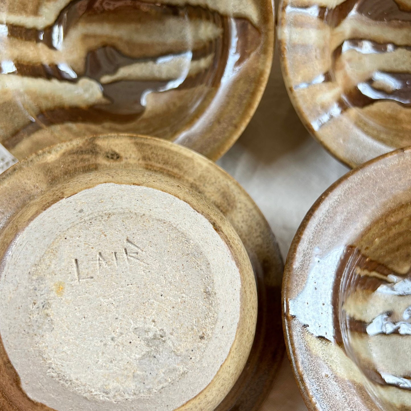 Set of 4, Vintage Studio Pottery Dessert Bowls / Fruit Bowls, Signed Studio Pottery, Lair Pottery Kirby's Mill
