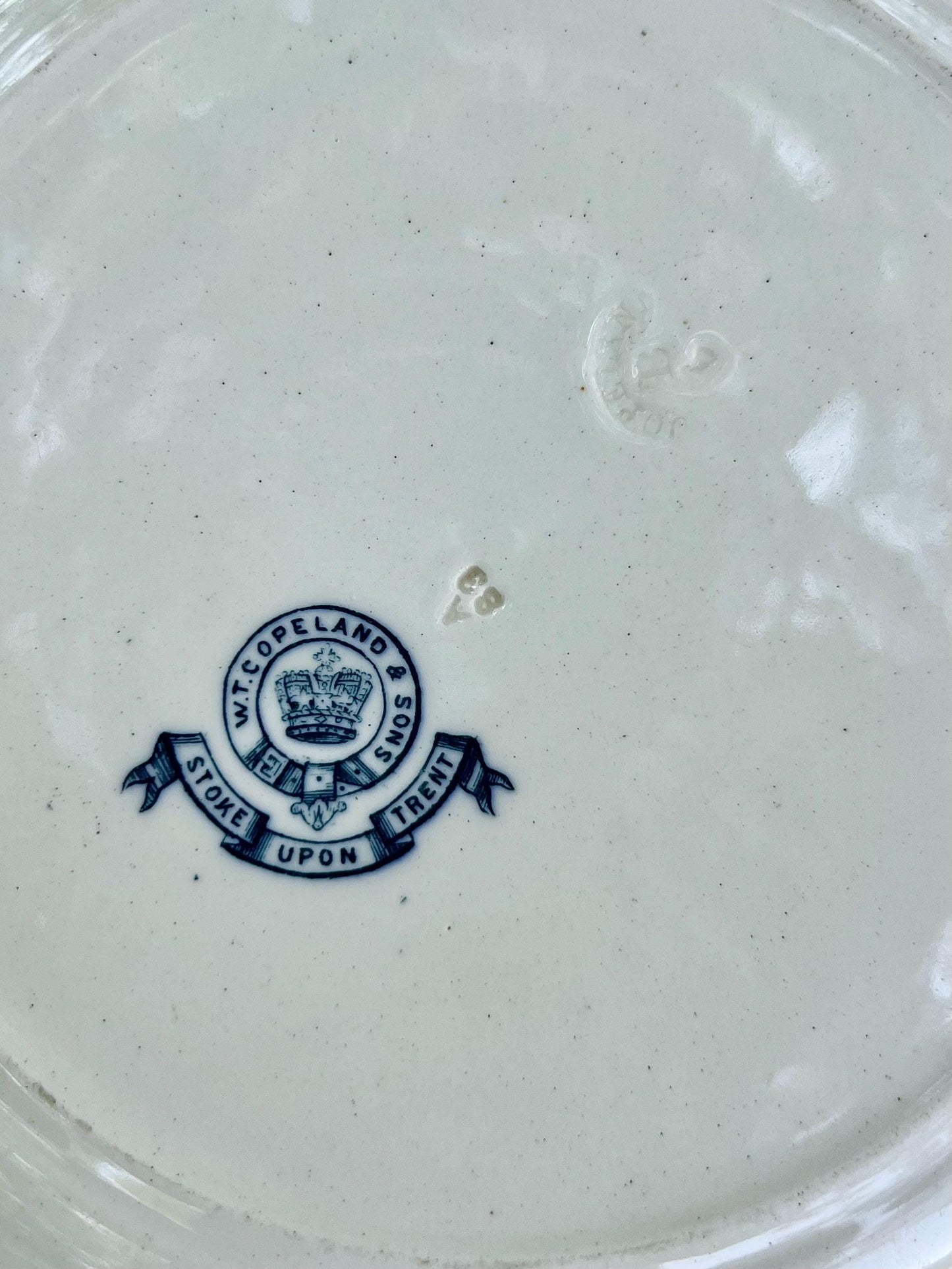 Beautiful Pair of Antique Copeland Aesthetic Movement Plates, Kew Pattern, London Botanical Gardens, England