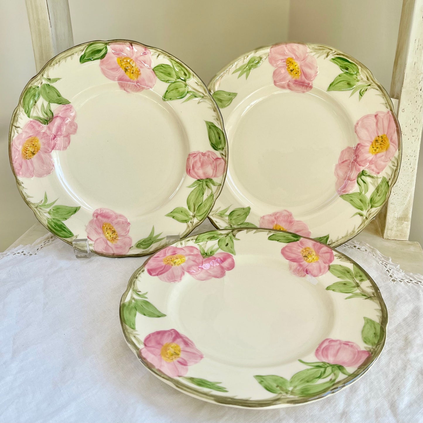 Set of 3, Vintage Franciscan Desert Rose Salad Plates, USA Backstamp, Vintage Floral Dishes