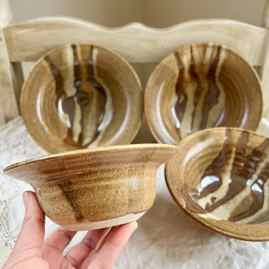 Set of 4, Vintage Studio Pottery Dessert Bowls / Fruit Bowls, Signed Studio Pottery, Lair Pottery Kirby's Mill