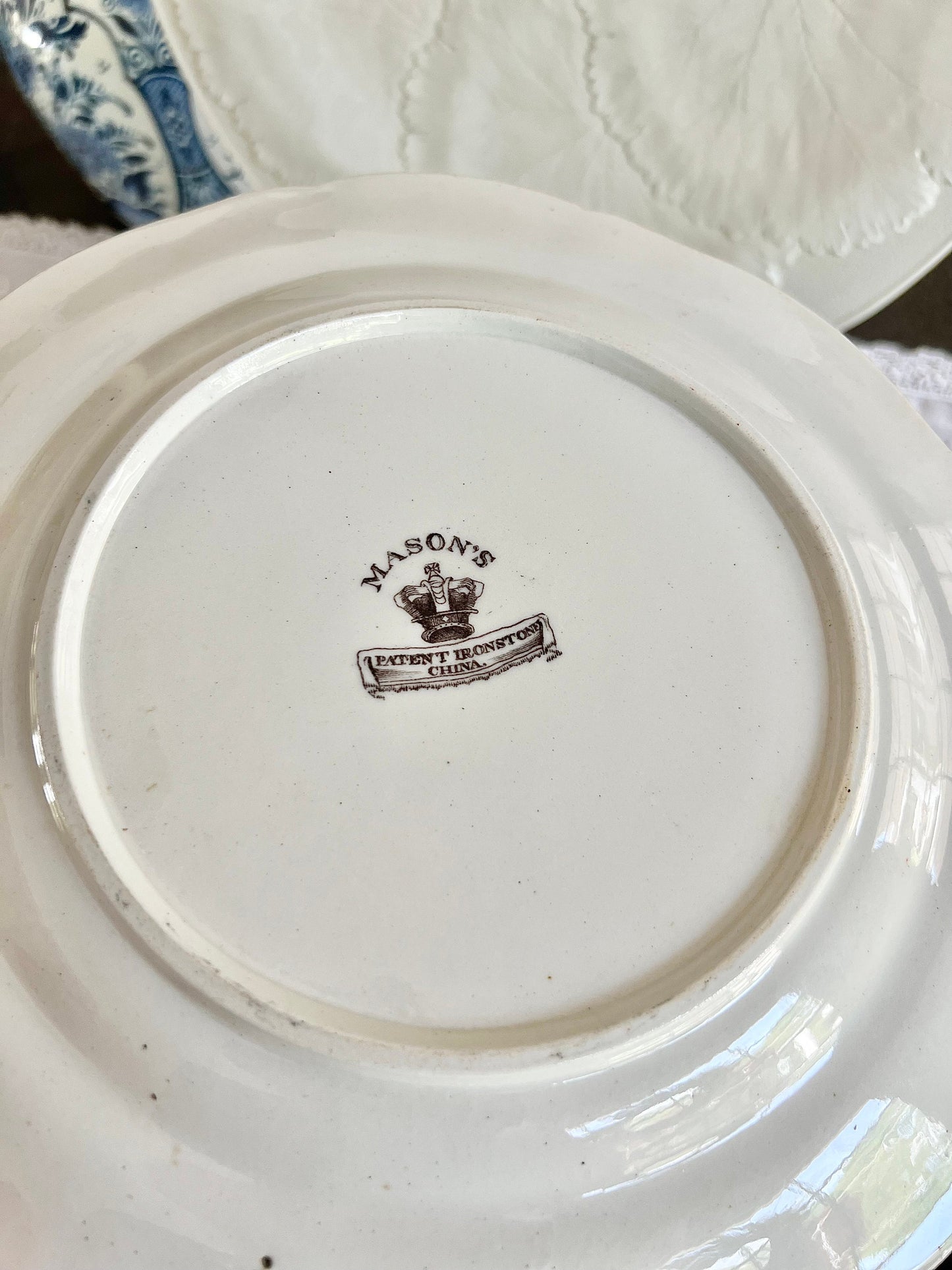 Antique Mason's Lyre Birds Transferware Plate, Made in England, 19th Century Earthenware Plate