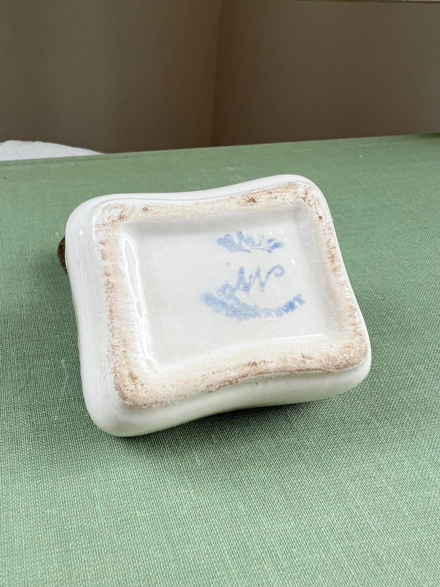 Vintage Capodimonte Trinket Box, Petite Porcelain Ring Box, Made in Italy, 3” x 2”